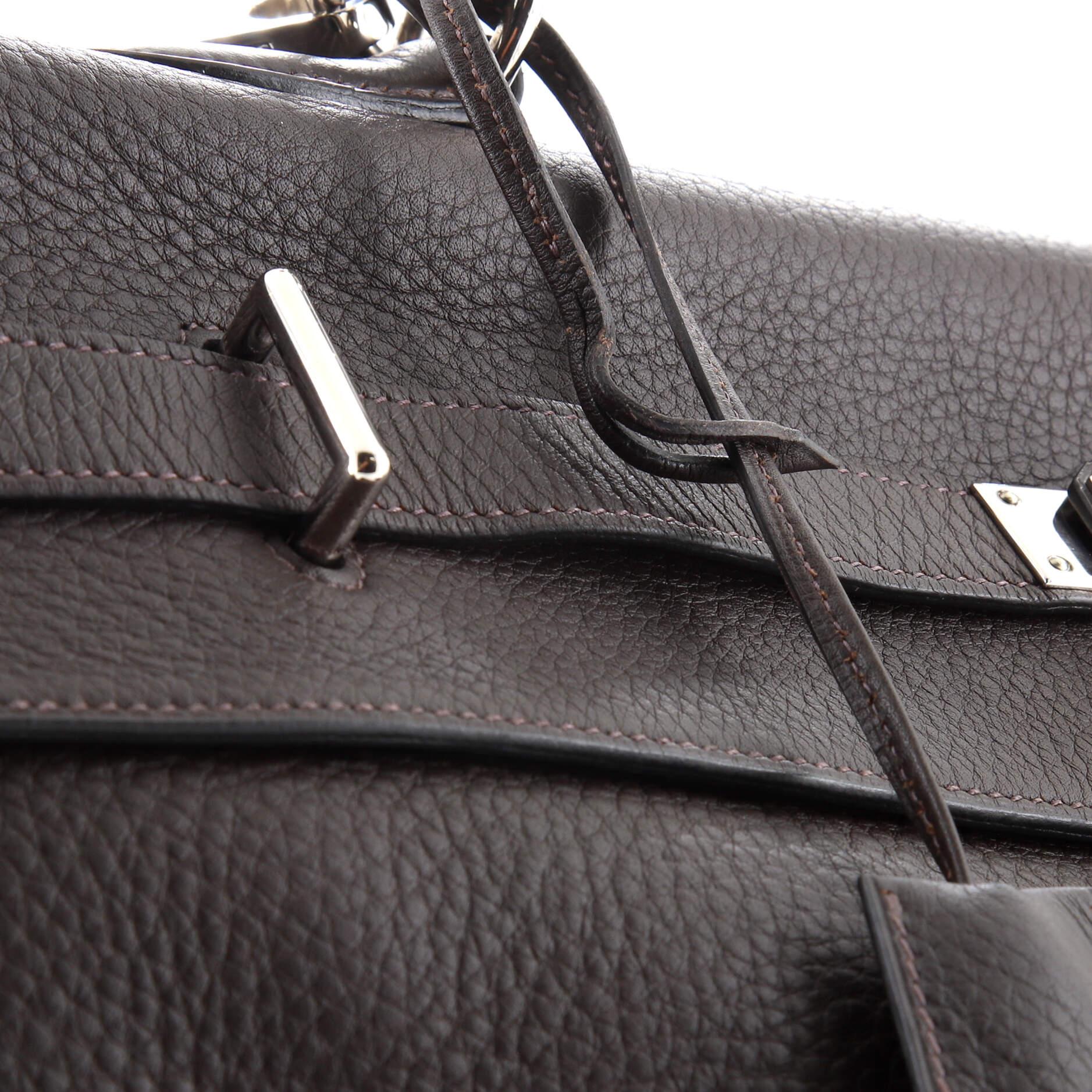 Hermes Kelly Travel Handbag Ebene Togo with Palladium Hardware 50 4