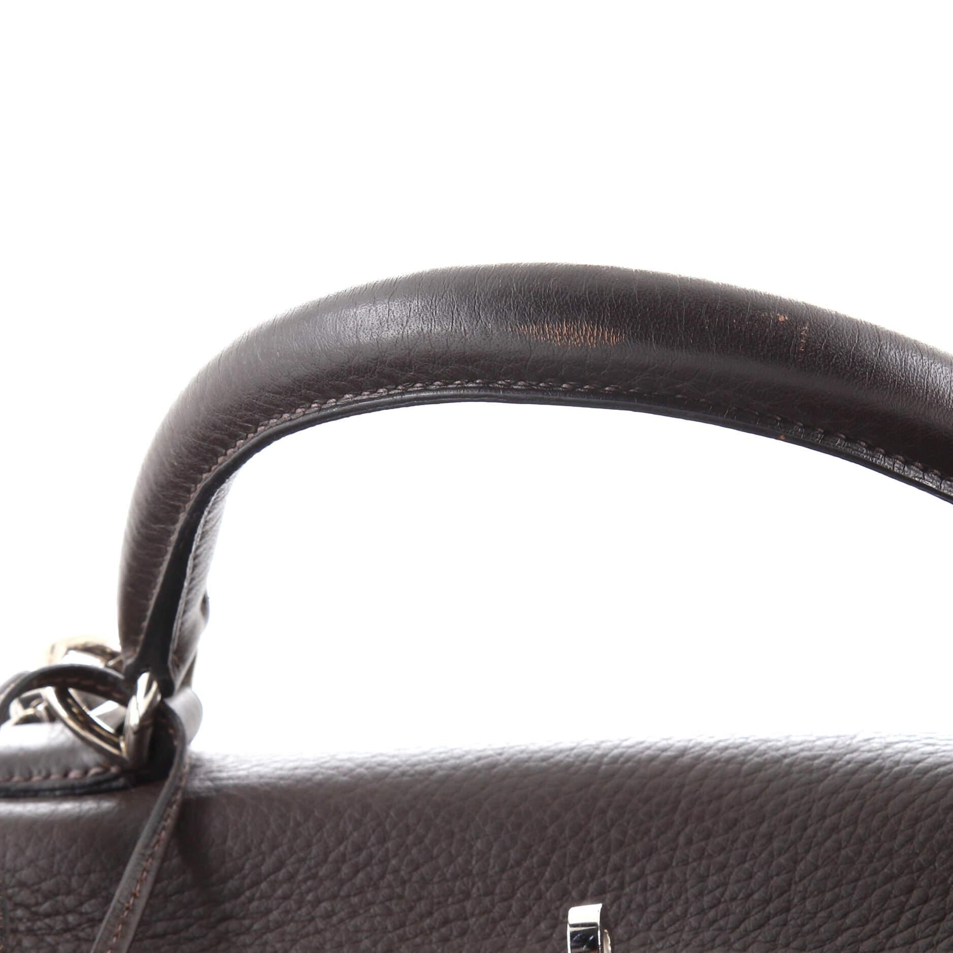 Hermes Kelly Travel Handbag Ebene Togo with Palladium Hardware 50 5