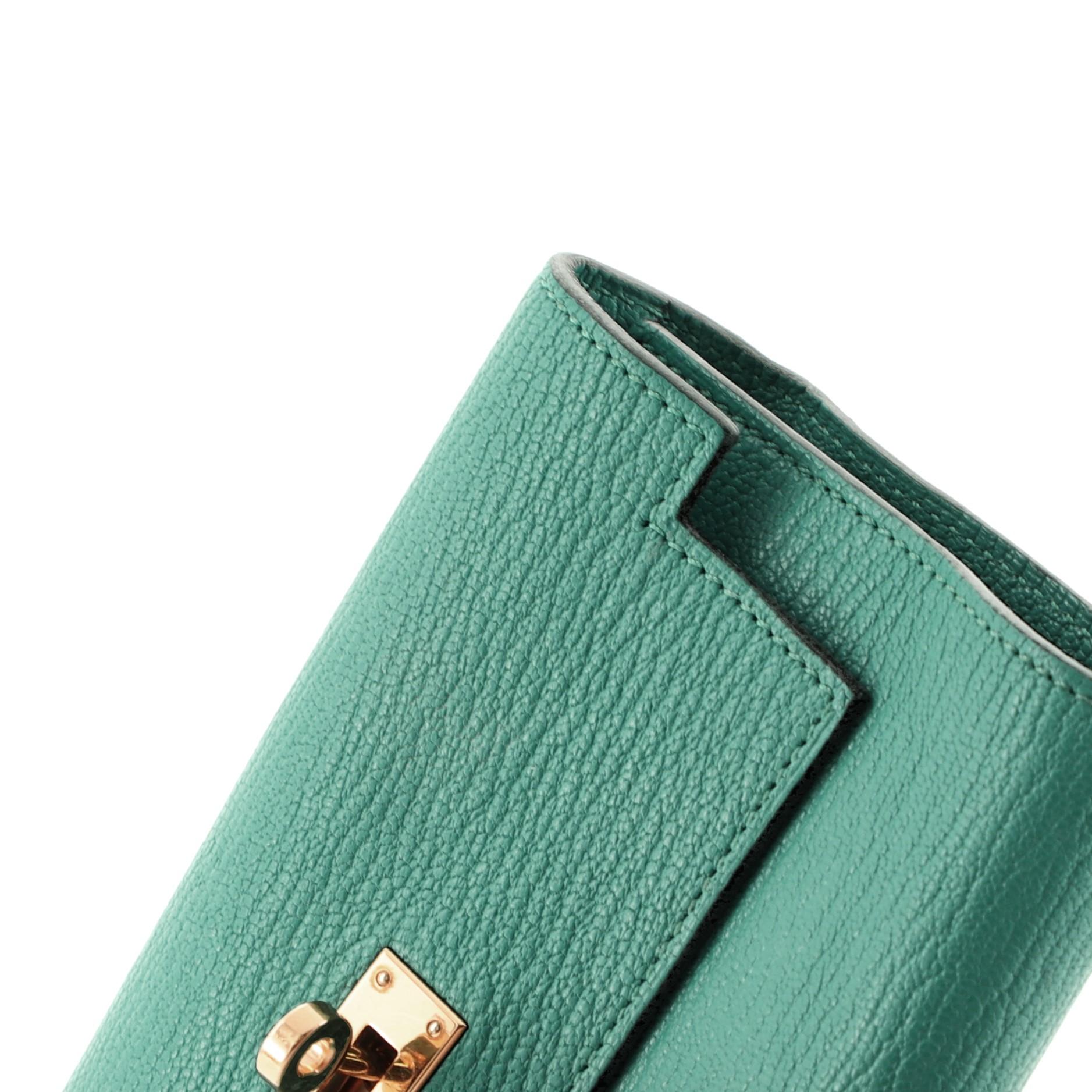 Blue Hermes Kelly Trifold Wallet Chevre Mysore Small