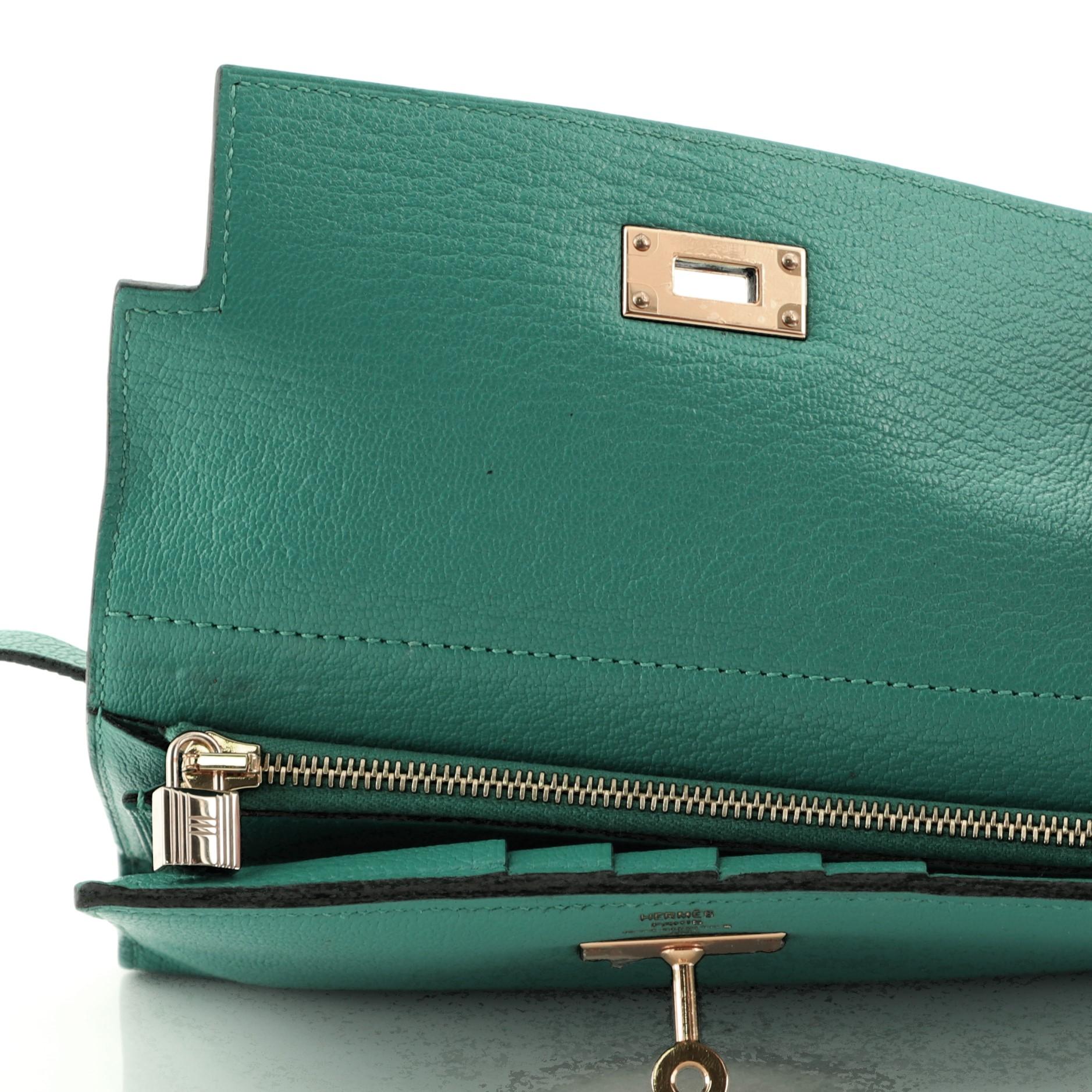 Hermes Kelly Trifold Wallet Chevre Mysore Small In Good Condition In NY, NY