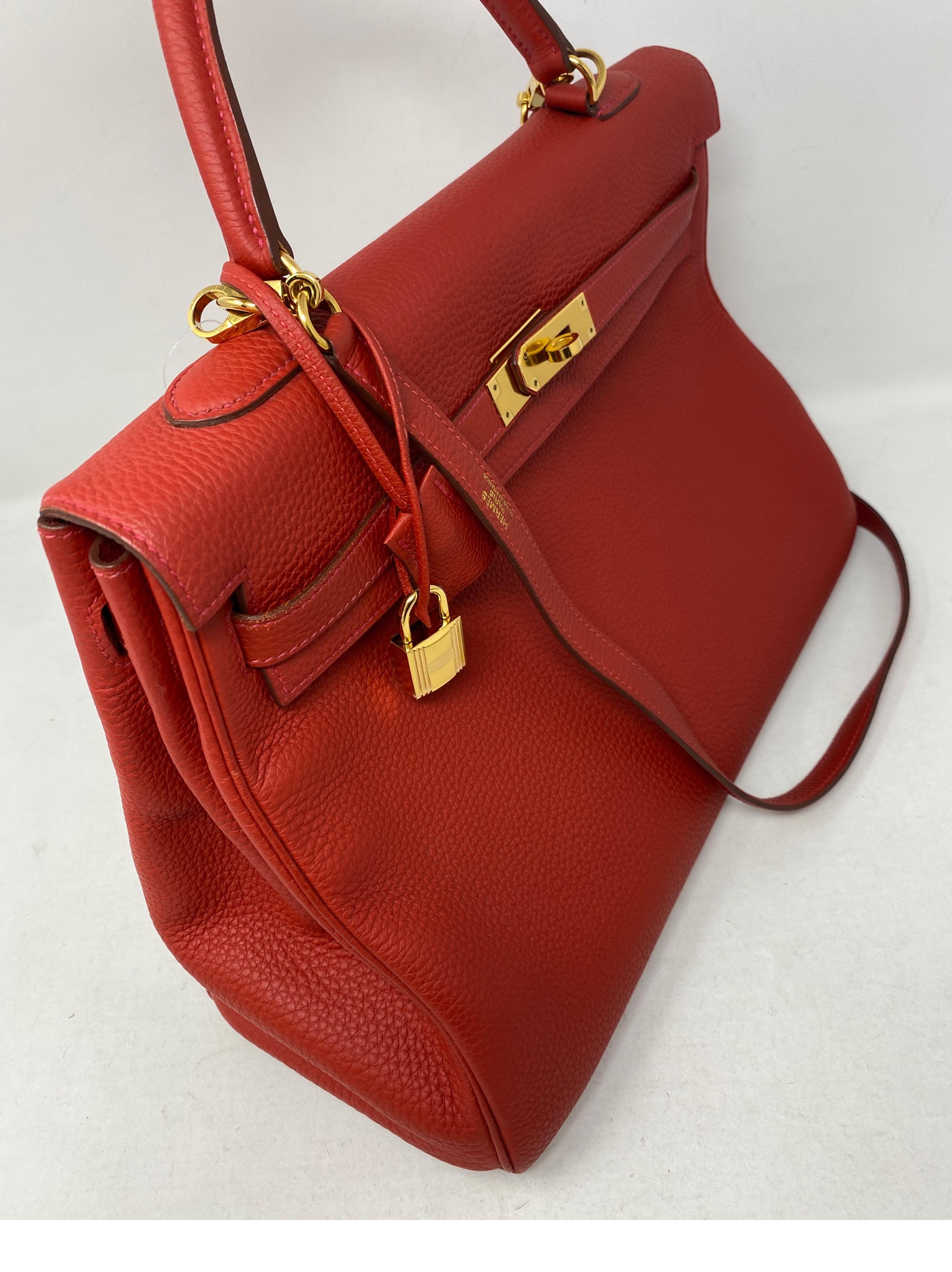 Women's or Men's Hermes Kelly Vermilion Red 35 Bag