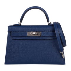 Hermes Kelly Verso 20 Sellier Mini Bag Deep Bleu / Bleu Izmir Epsom Palladium