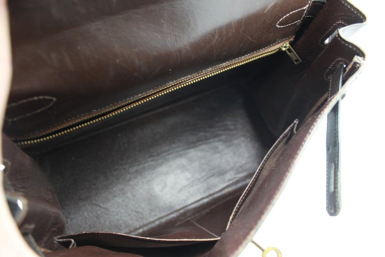 Hermes Kelly vintage handBag 28 in brown leather For Sale at 1stDibs