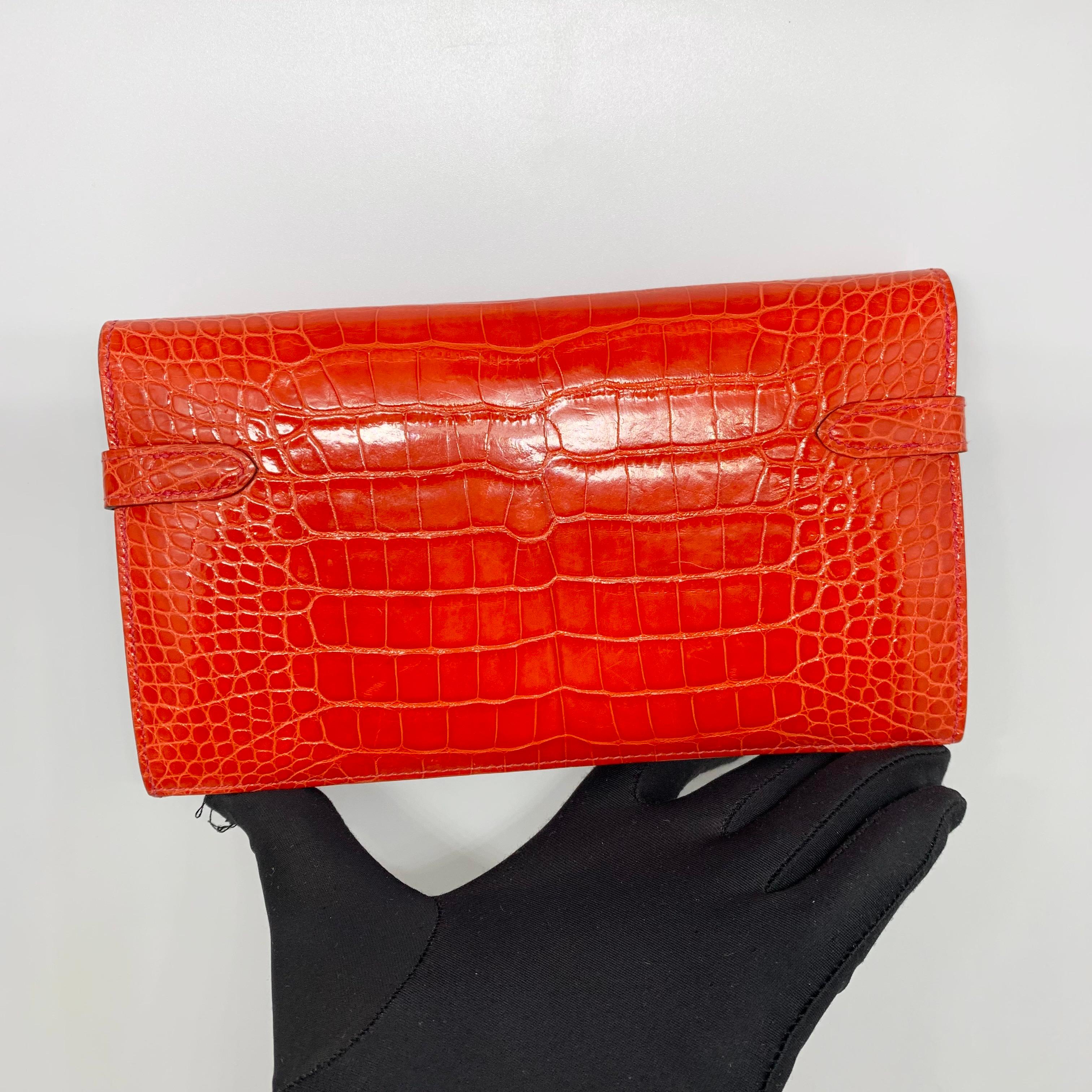Hermes Kelly  Portafoglio Alligatore Lungo  GHW in vendita 5