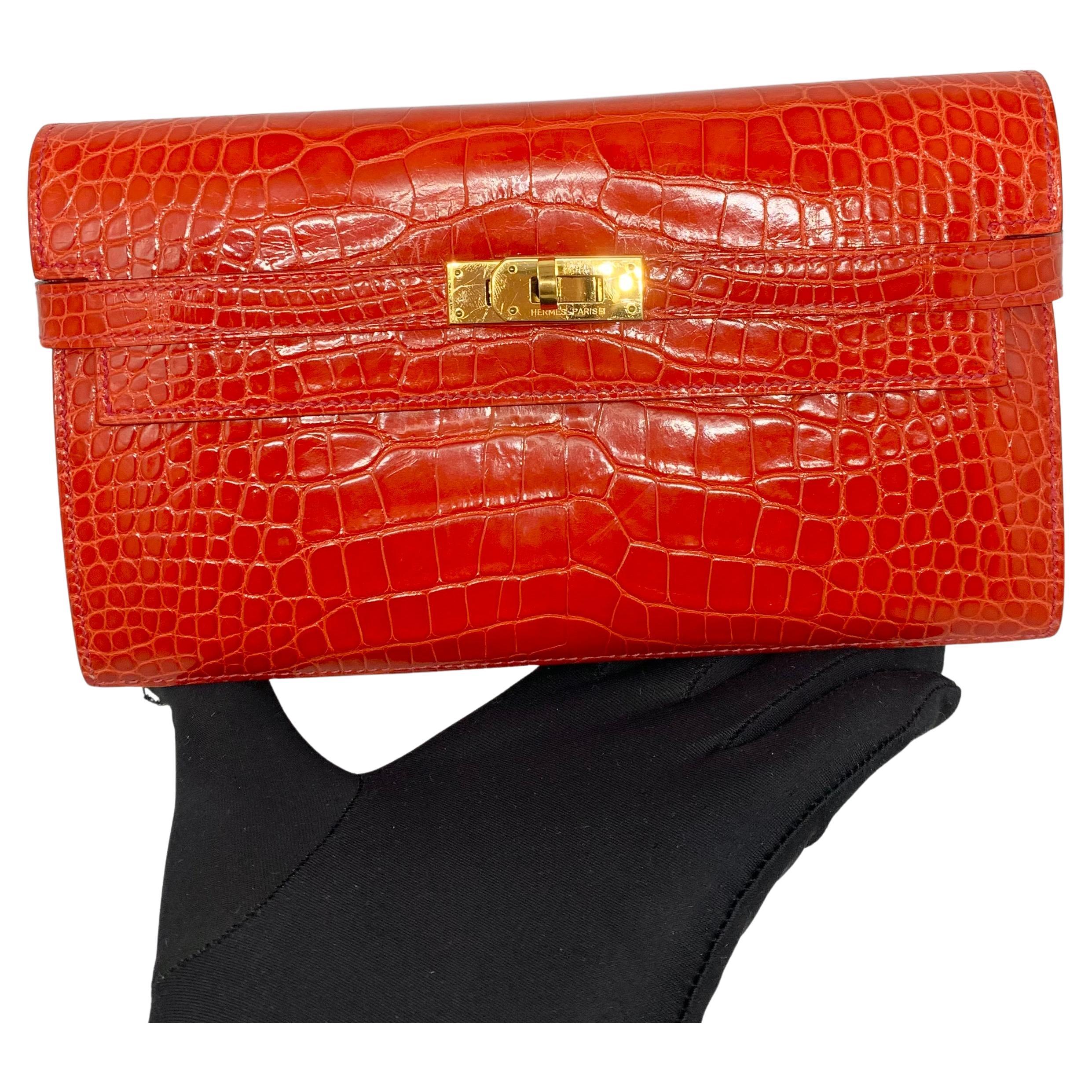 Hermes Kelly  Wallet Alligator Long Wallet  GHW