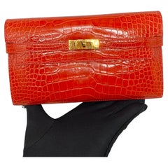Hermes Kelly  Wallet Alligator Long Wallet  GHW