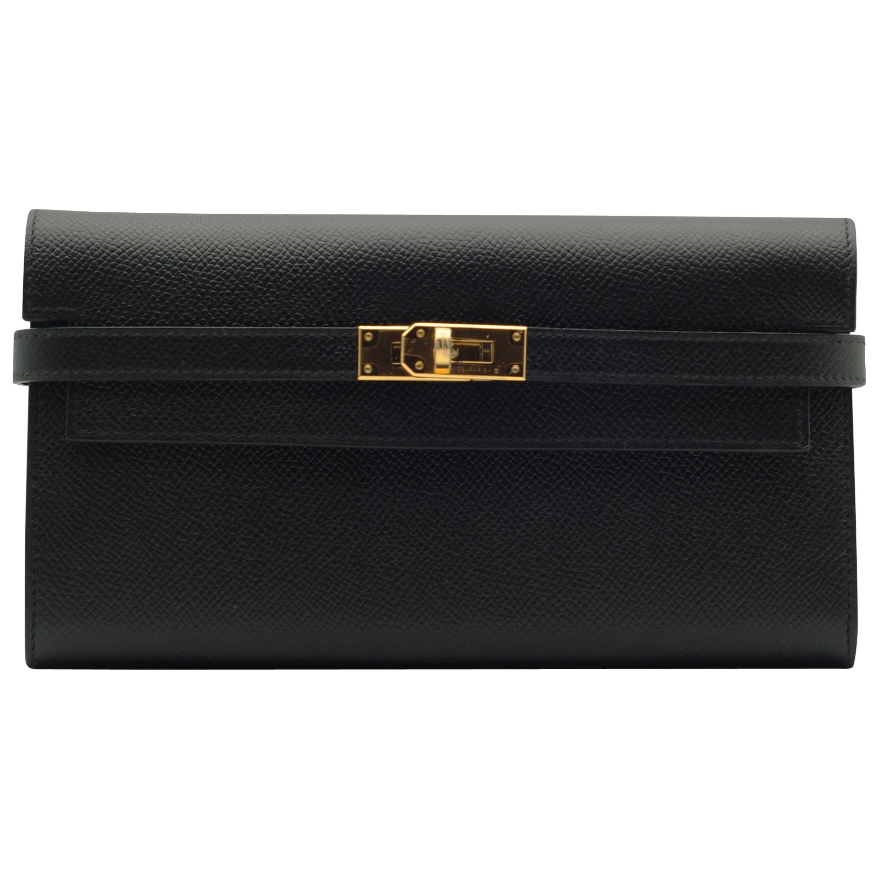 Hermès Kelly Wallet Black Epsom Gold Palladium Hardware