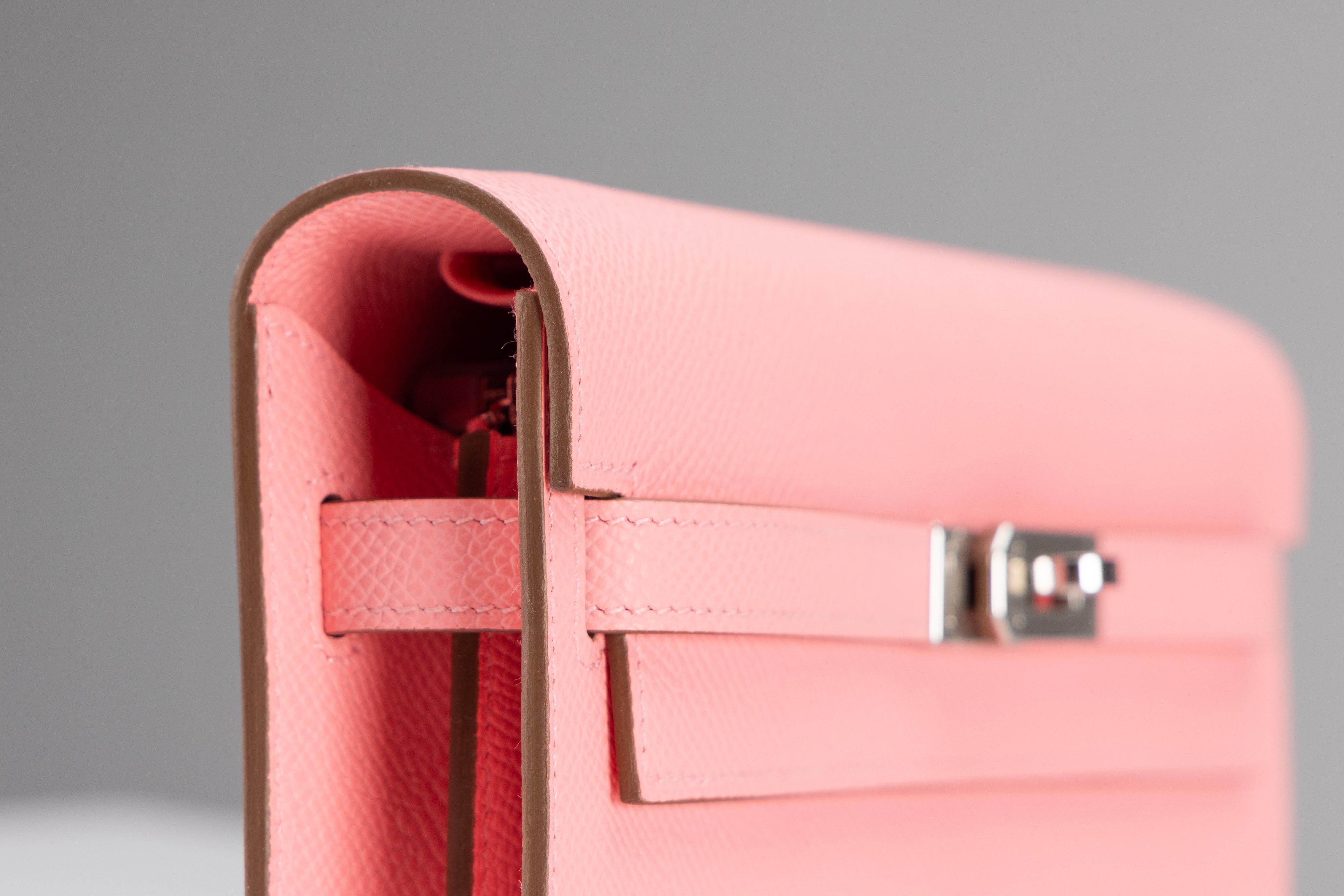 Hermes Kelly Brieftasche To Go Epsom Rose Konfetti NEU im Angebot 7