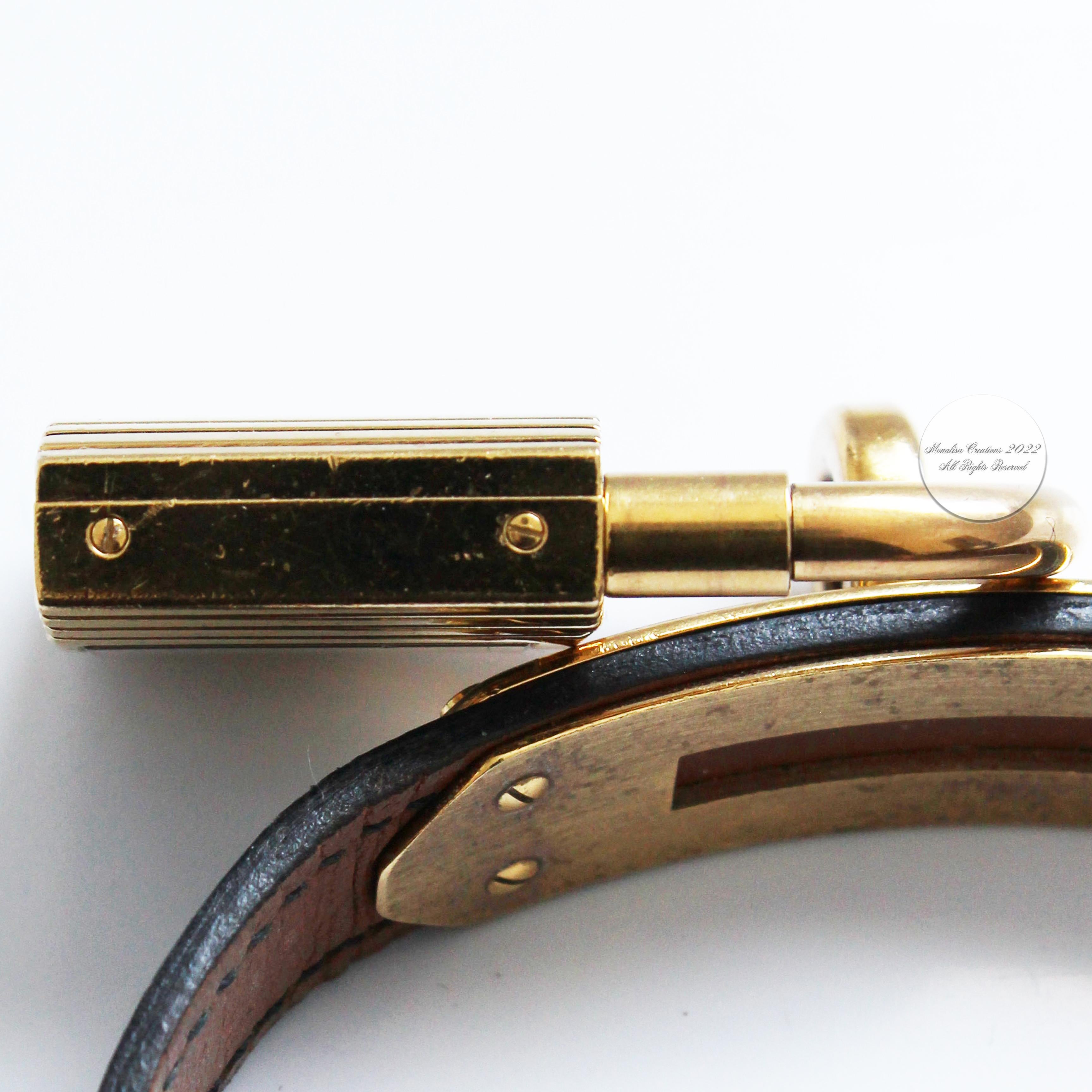 Hermes Kelly Watch Gold Cadena Lock Black Chèvre Mysore Leather Strap 1990s For Sale 4