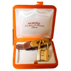 Hermes Kelly Uhr Vergoldet 1989