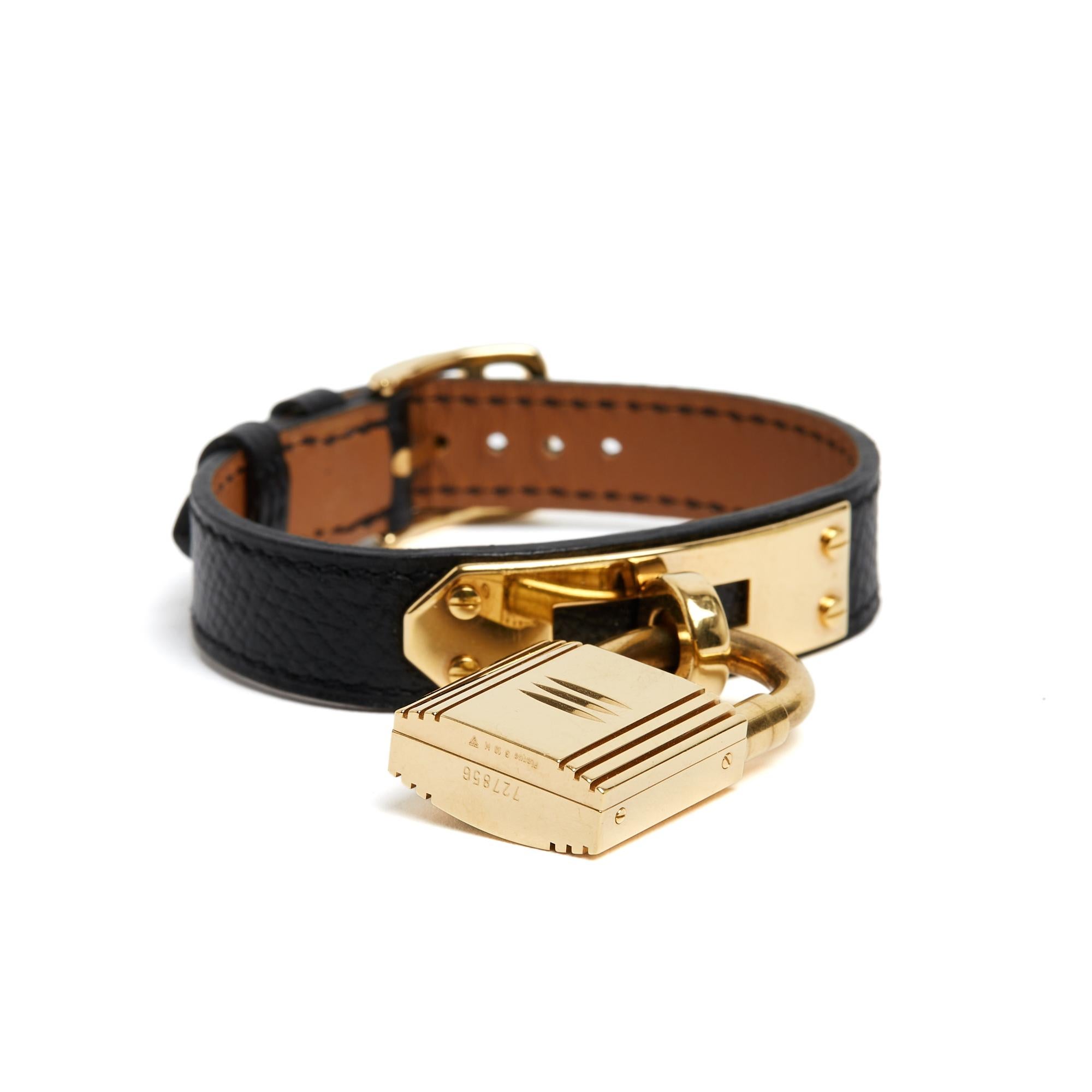 da uomo o donna Orologio Hermès Kelly in pelle nera dorata in vendita