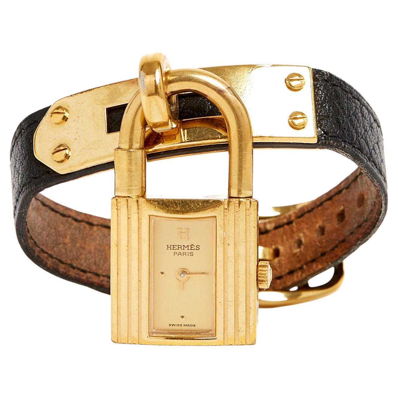 Hermès Kelly Watch Golden Black leather