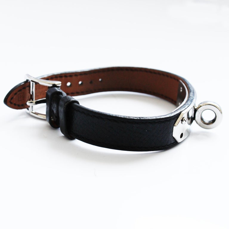 Hermes Kelly Watch Silver Cadena Lock Black Epsom Leather  display picture 1