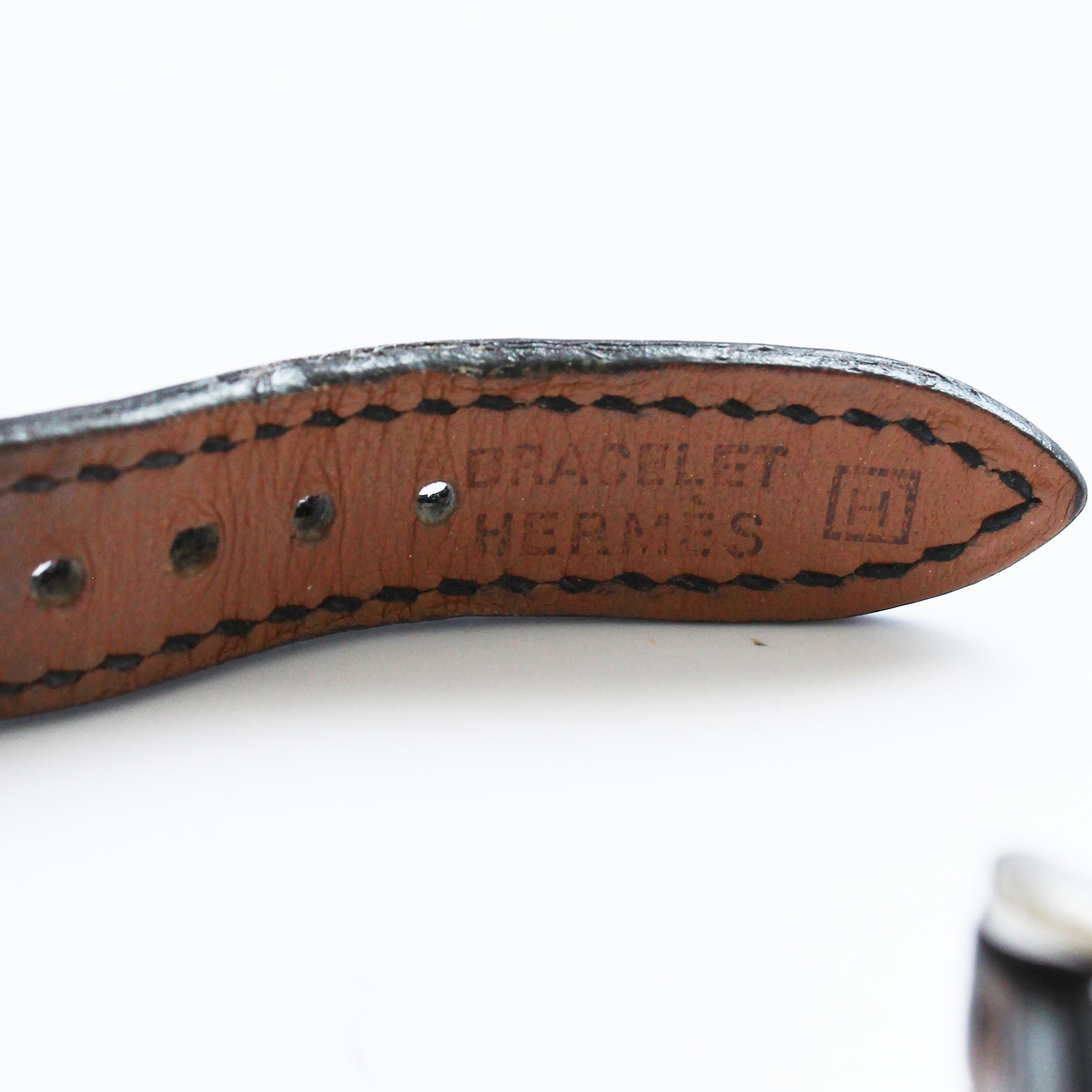 Hermes Kelly Watch Silver Cadena Lock Black Epsom Leather Strap 2004  For Sale 11