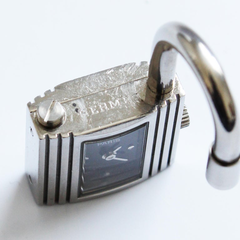 Hermes Kelly Watch Silver Cadena Lock Black Epsom Leather Strap 2004 with COA Hermes Kelly Watch Silver Cadena Lock Black Epsom Leather  main image 3