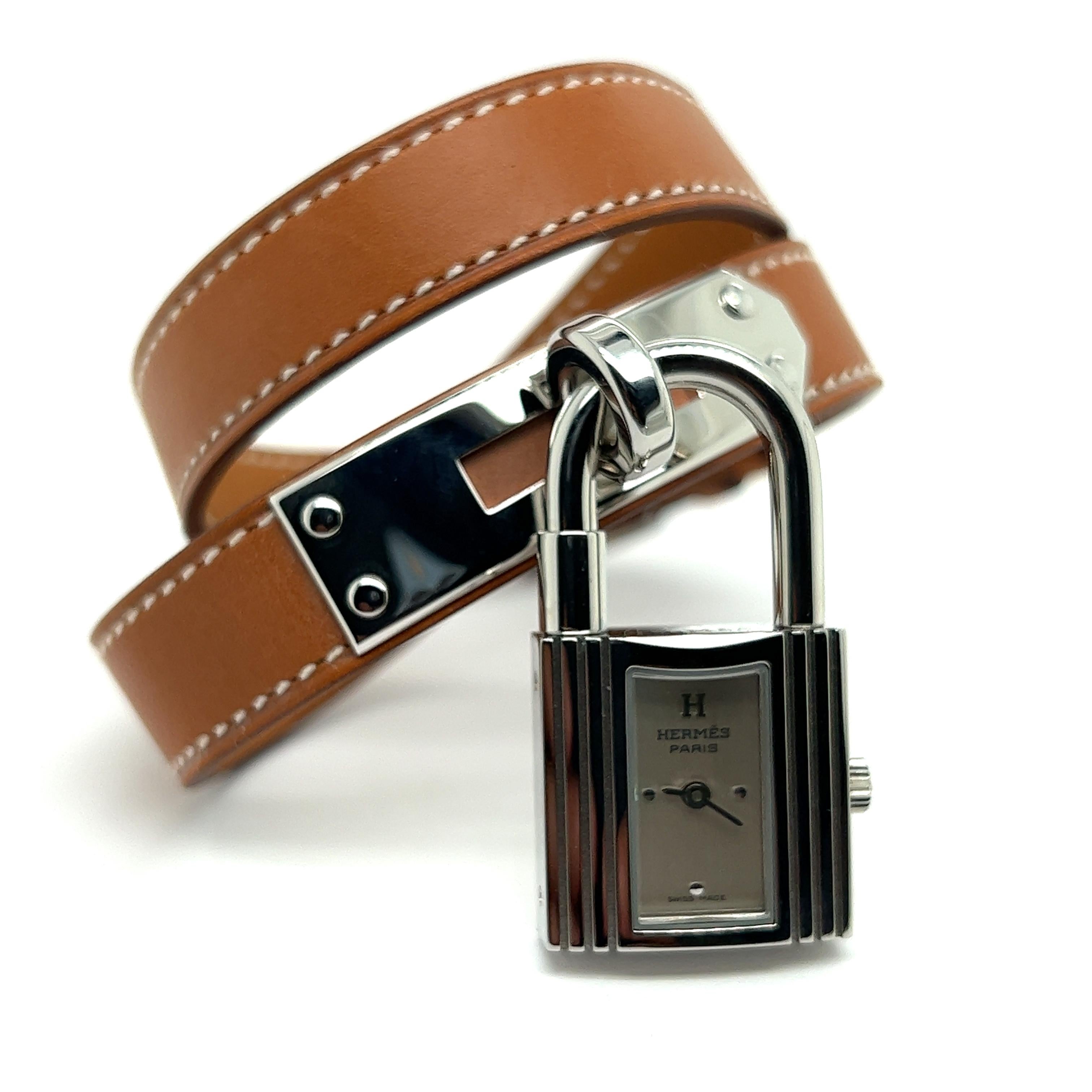 Hermes Kelly Watch, with Steel and Beige Leather 1