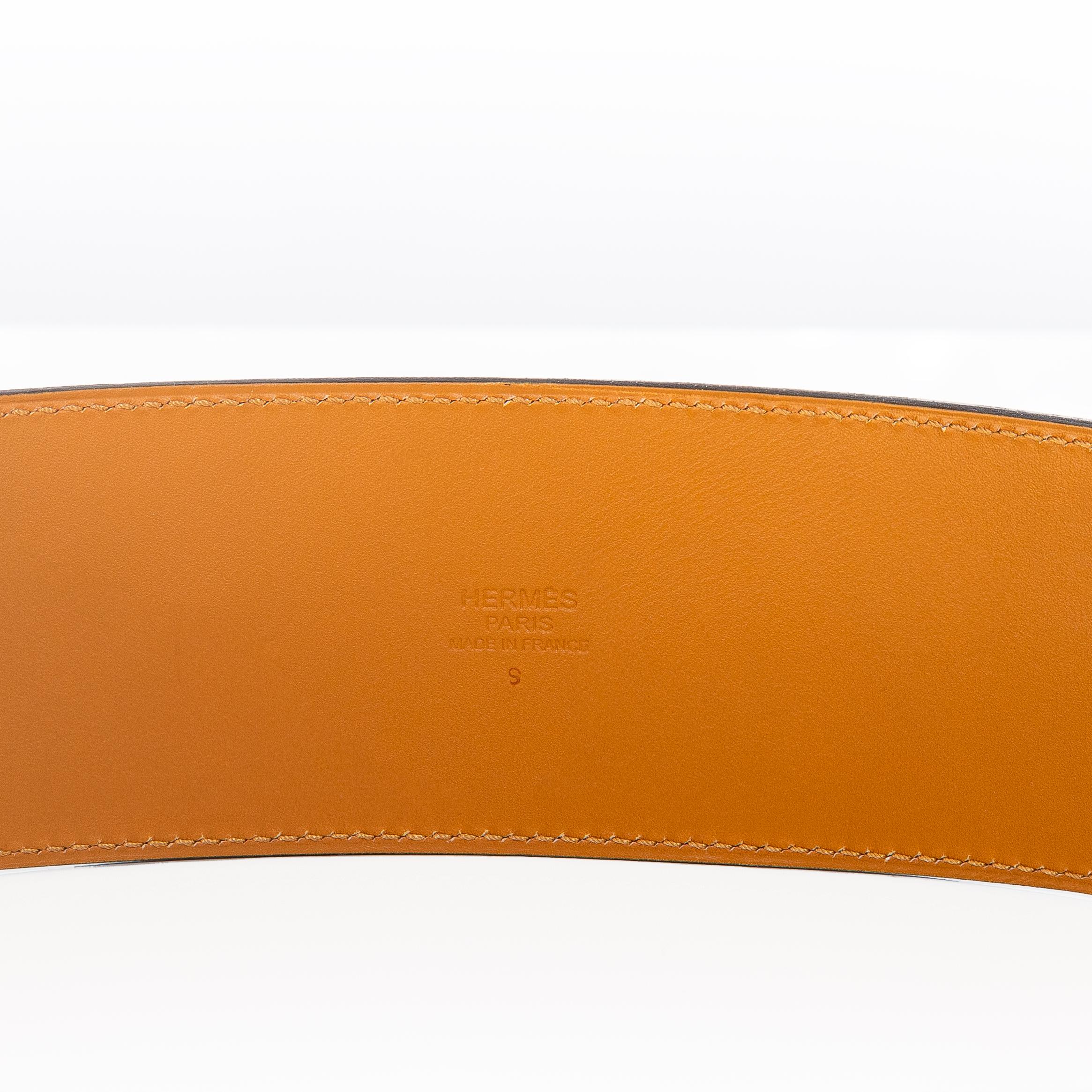 Hermes Kelly Wide Belt Grey Camel Palladium HW - New en vente 5