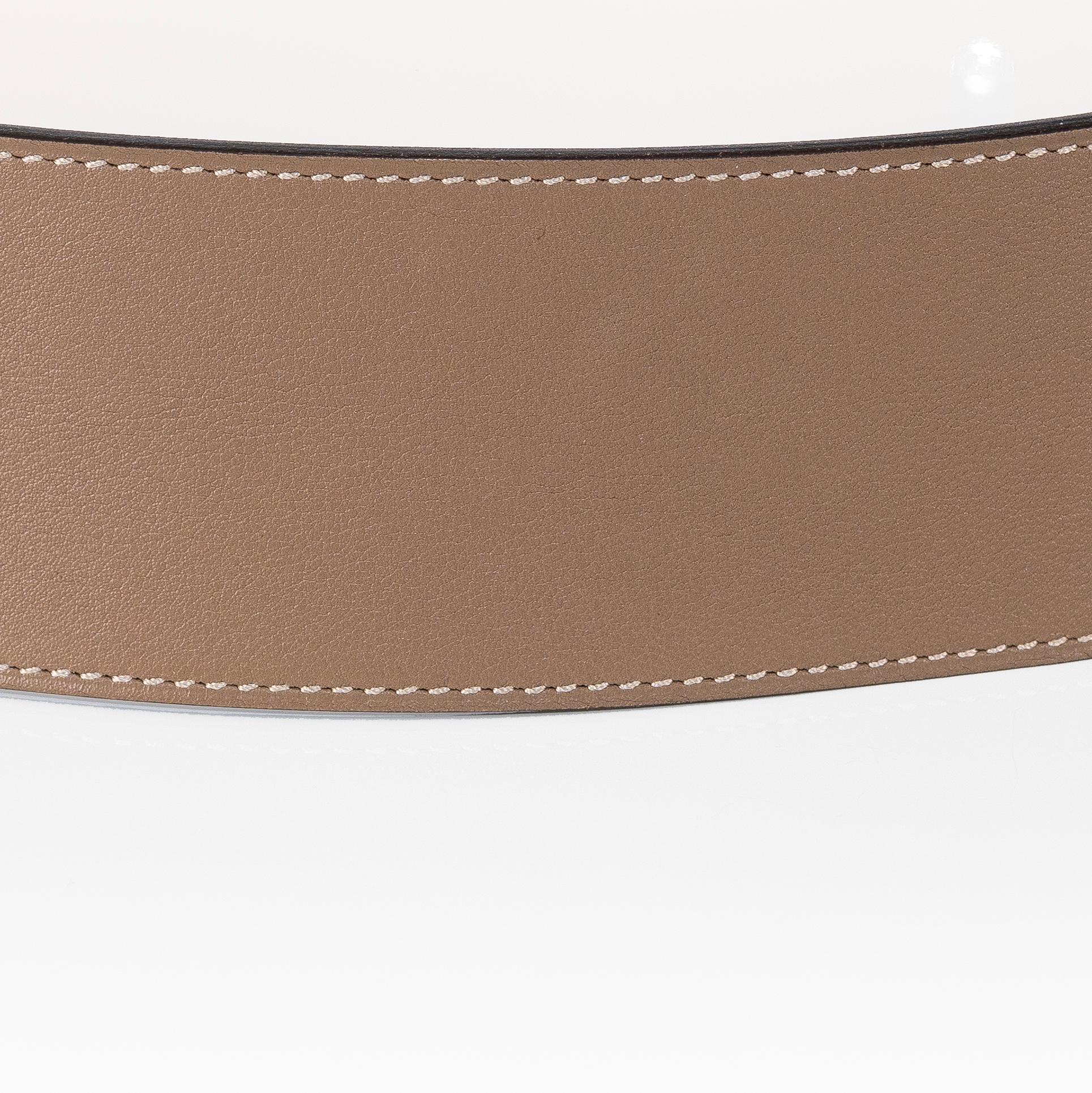 Hermes Kelly Wide Belt Grey Camel Palladium HW - New Pour femmes en vente