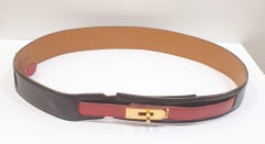 Hermes Kelly Women's Belt Black Epsom Leather Gold Hardware