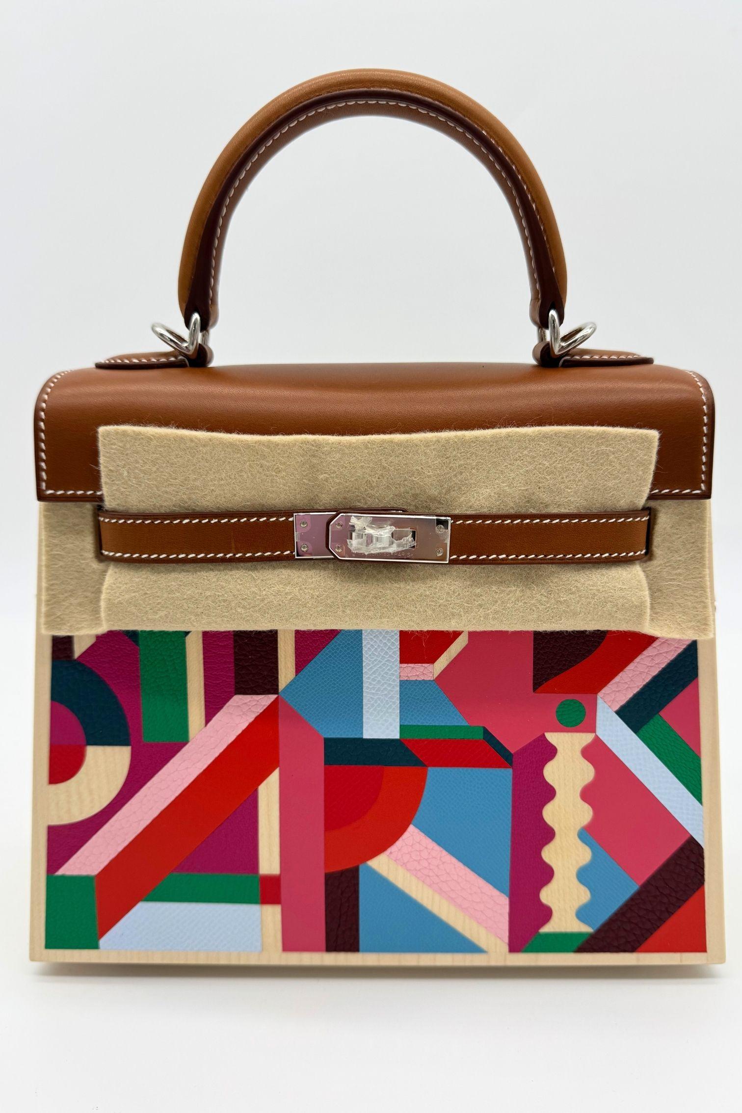 Hermes Kelly Wood Perspective 22 Cavaliere Multicolor NEW (Orange) im Angebot