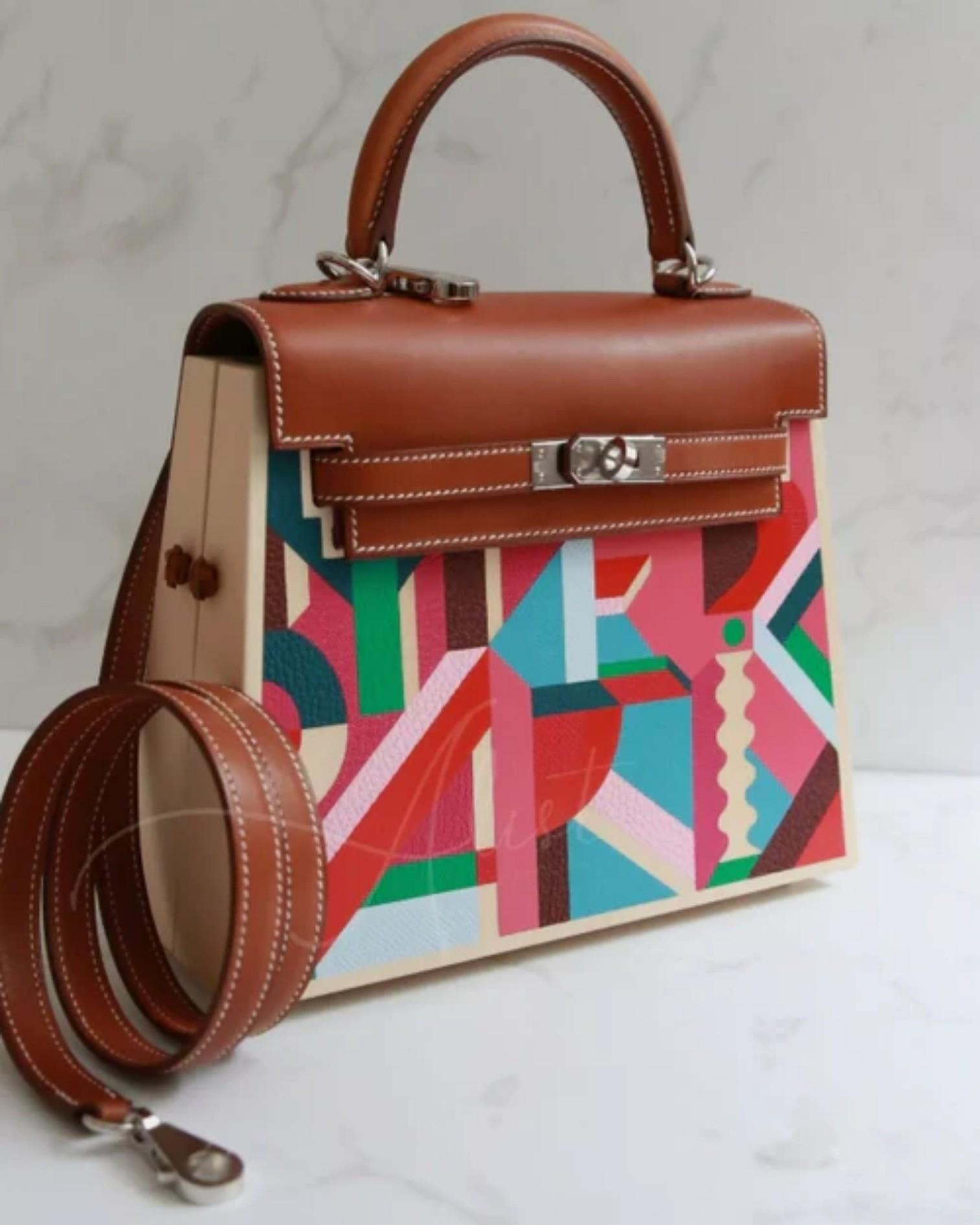 Hermes Kelly Wood Perspective 22 Cavaliere Multicolor NEW Damen im Angebot