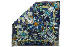 Hermès Kermit Oliver Kachinas Scarf Blue