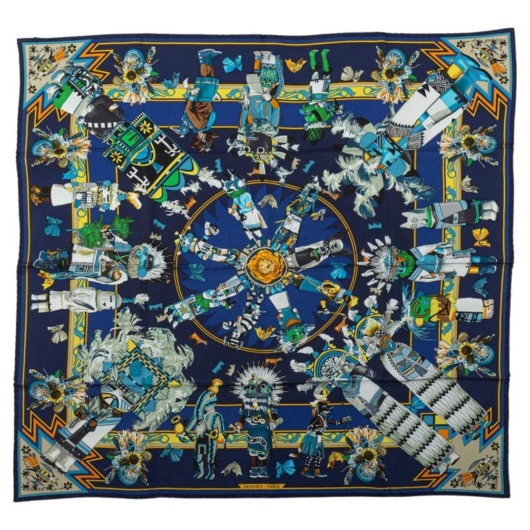 Hermès Scarf Kachinas Bone Black 90 Kermit Oliver main image 0