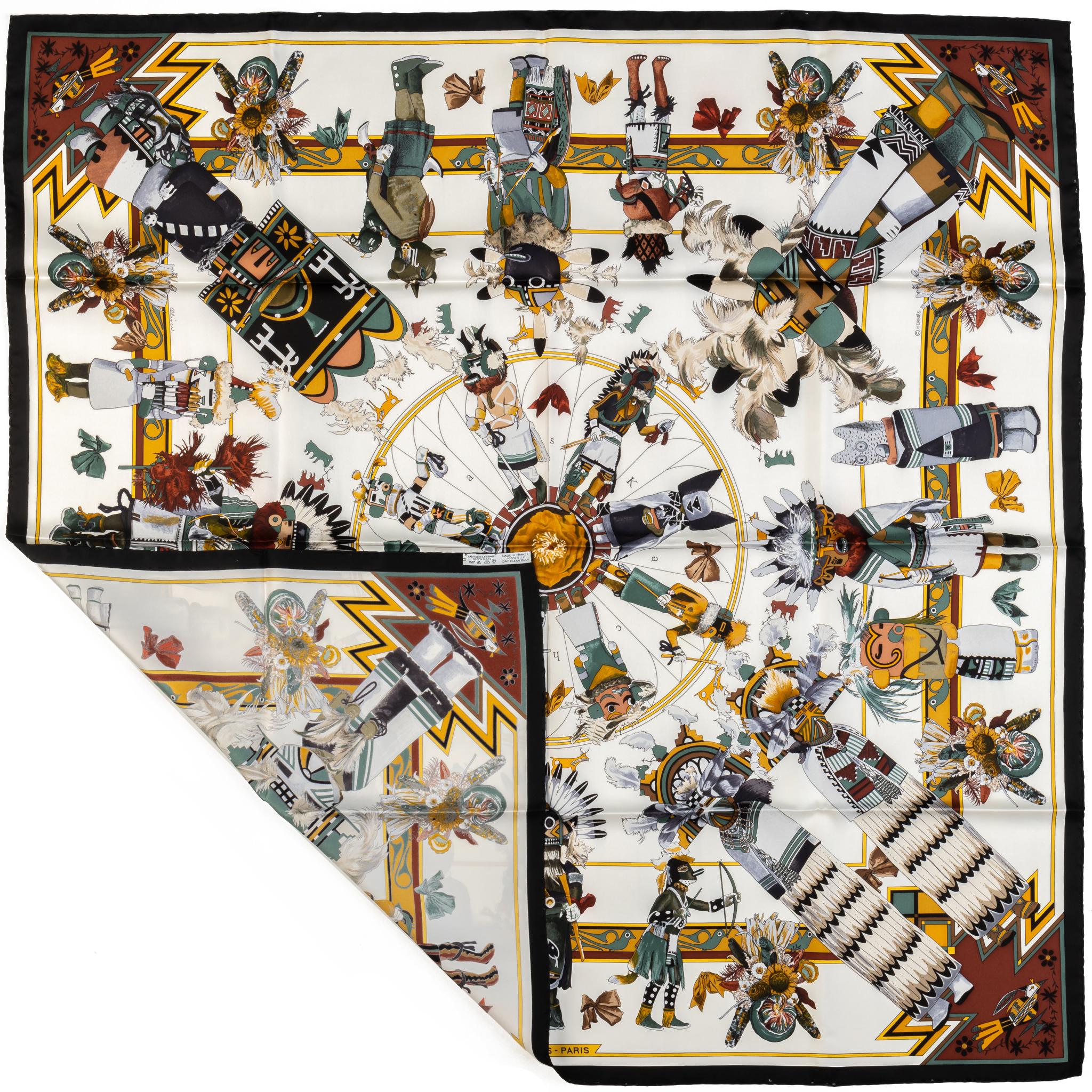 Hermès Kermit Oliver Kachinas Scarf In Excellent Condition For Sale In West Hollywood, CA