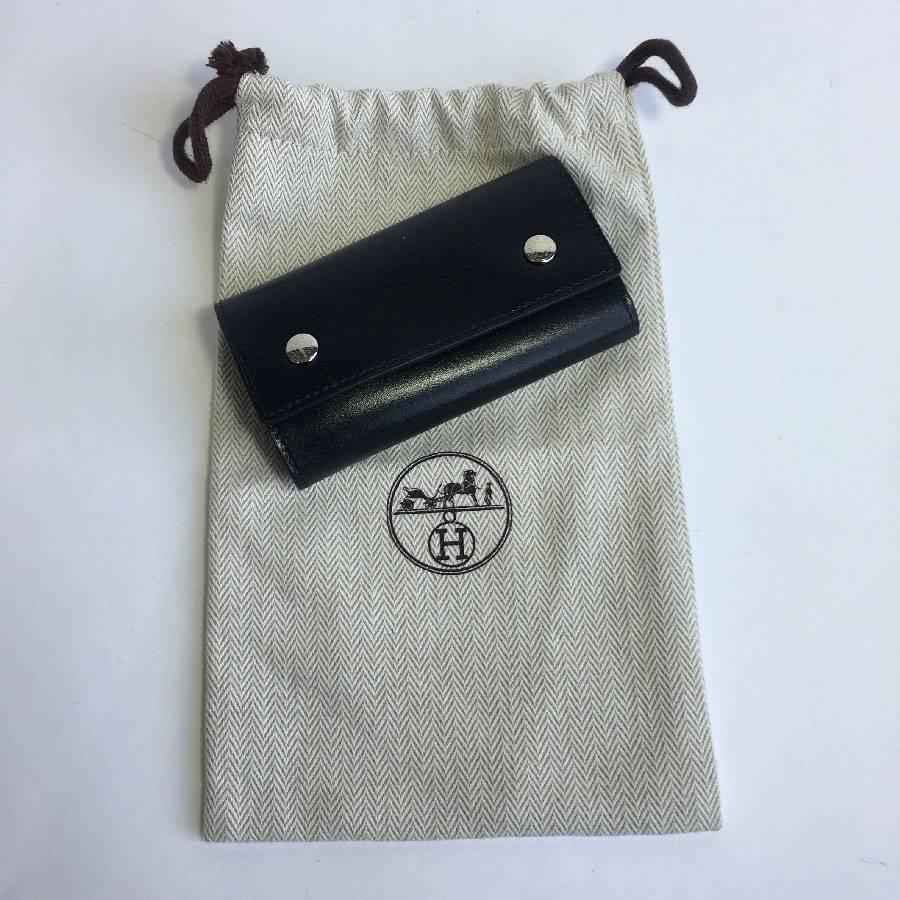 HERMES Key Holder in Black Box Leather 1