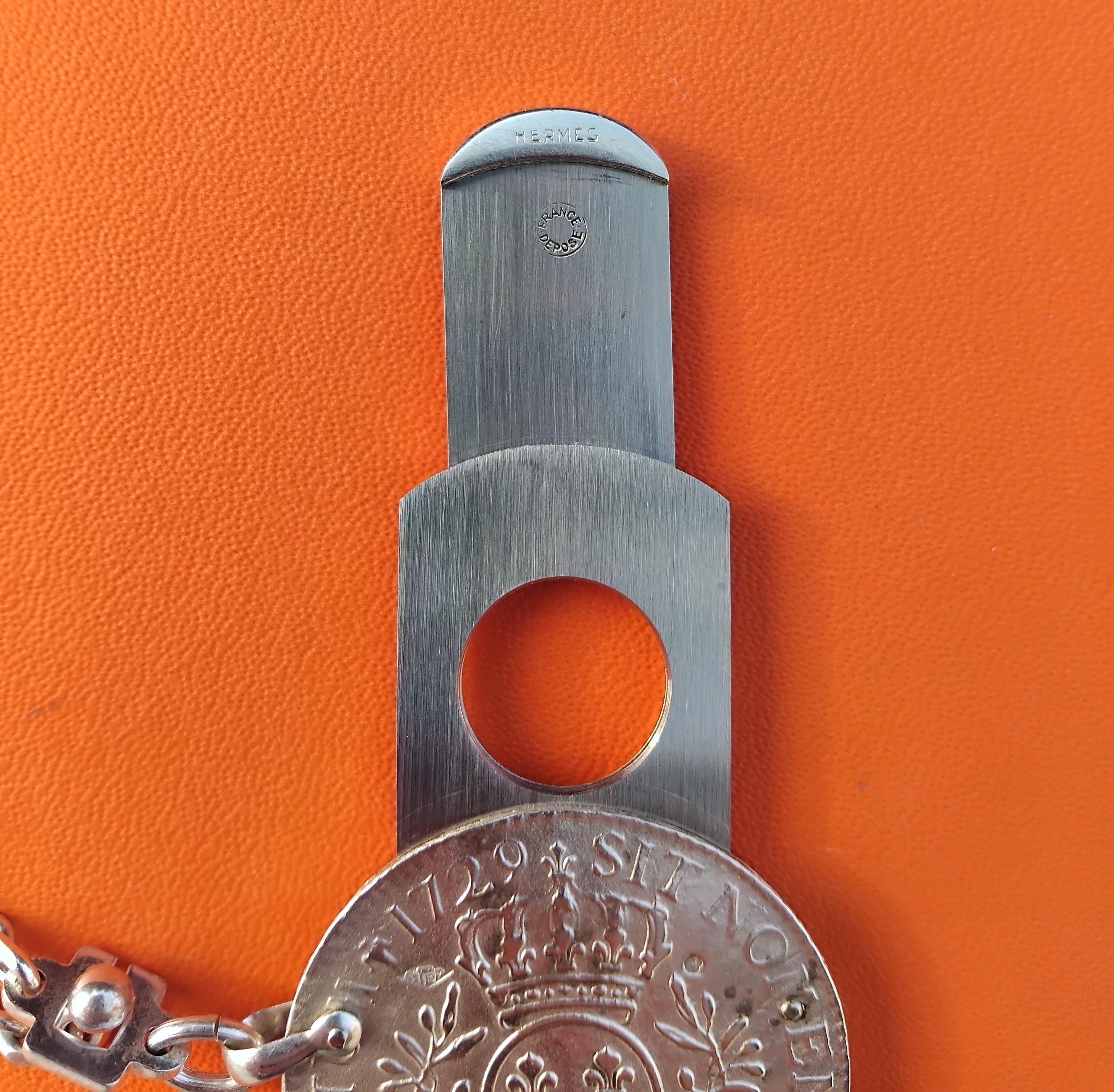Portachiavi Hermès Louis XV Argento Taglia sigari a ghigliottina in vendita 7