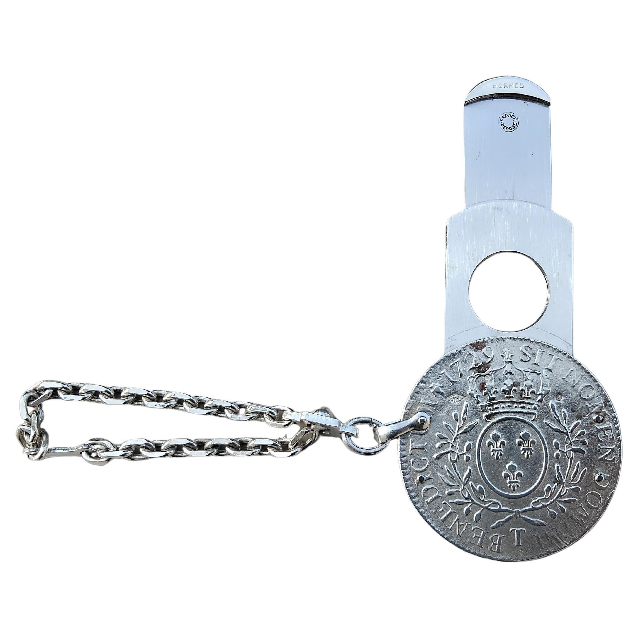 Uomo Portachiavi Hermès Louis XV Argento Taglia sigari a ghigliottina in vendita
