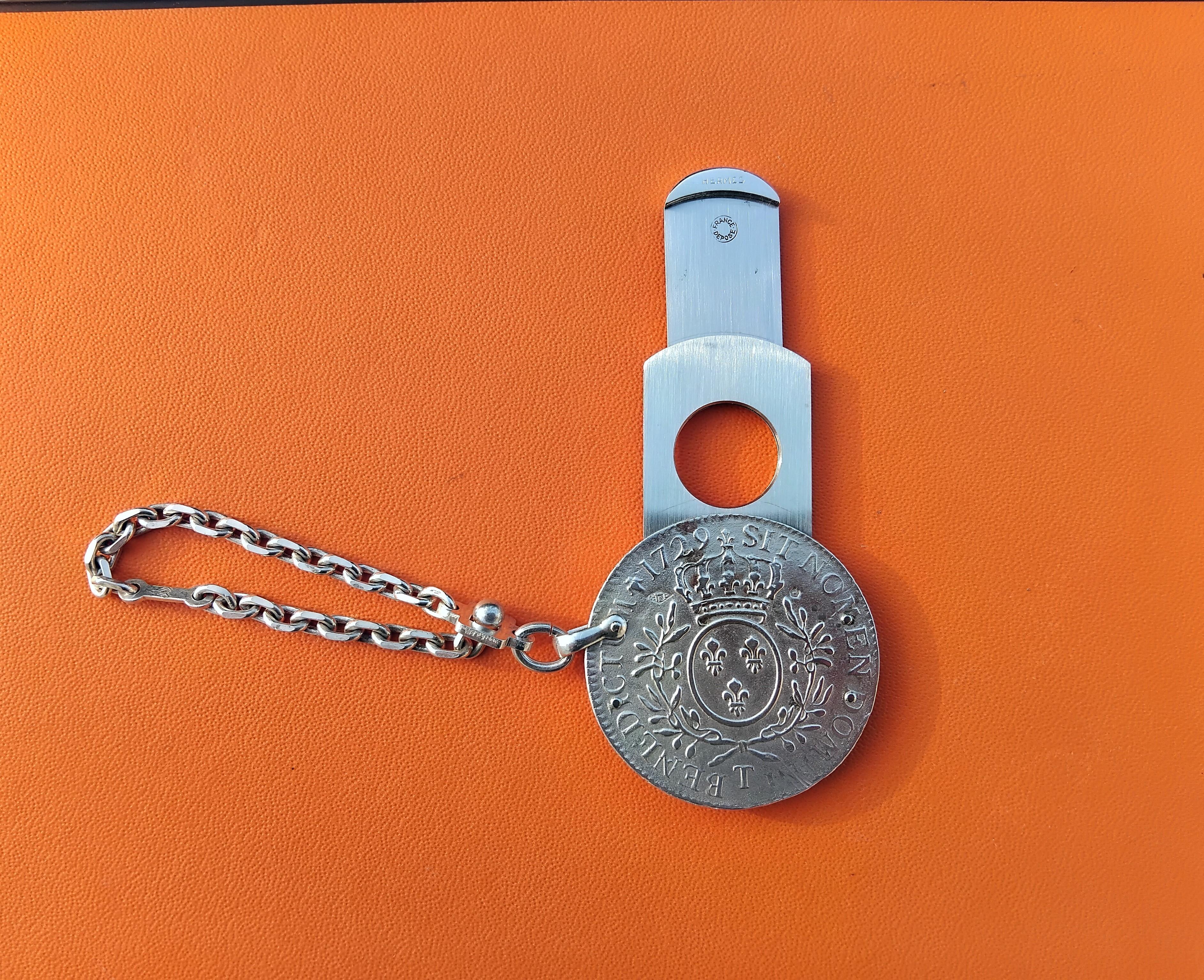 Portachiavi Hermès Louis XV Argento Taglia sigari a ghigliottina in vendita 6