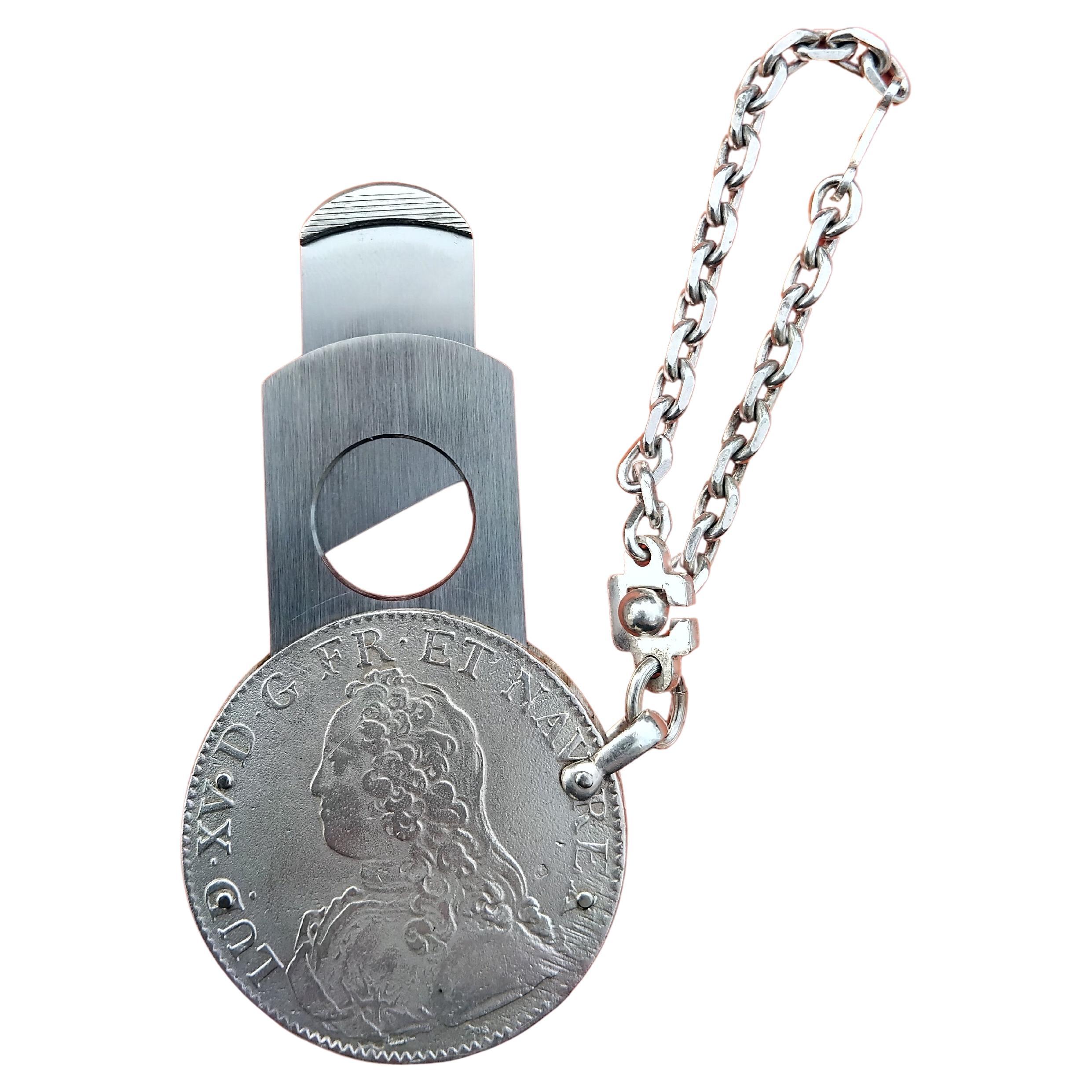 Hermès Key Holder Louis XV Silver Coin Guillotine Cigar Cutter