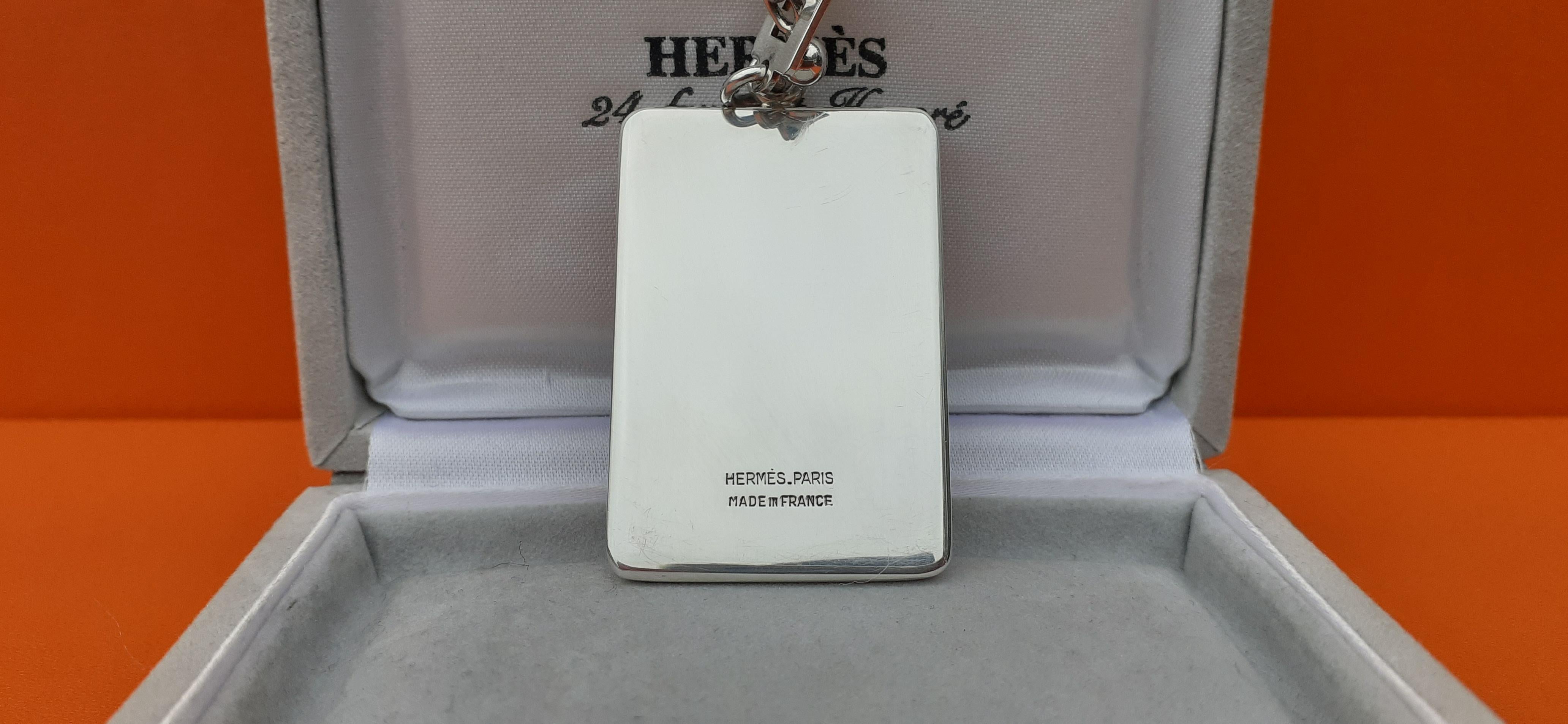 Hermès Key Ring Key Holder Les Sangles Horse Straps Enamel and Silver in Box 6