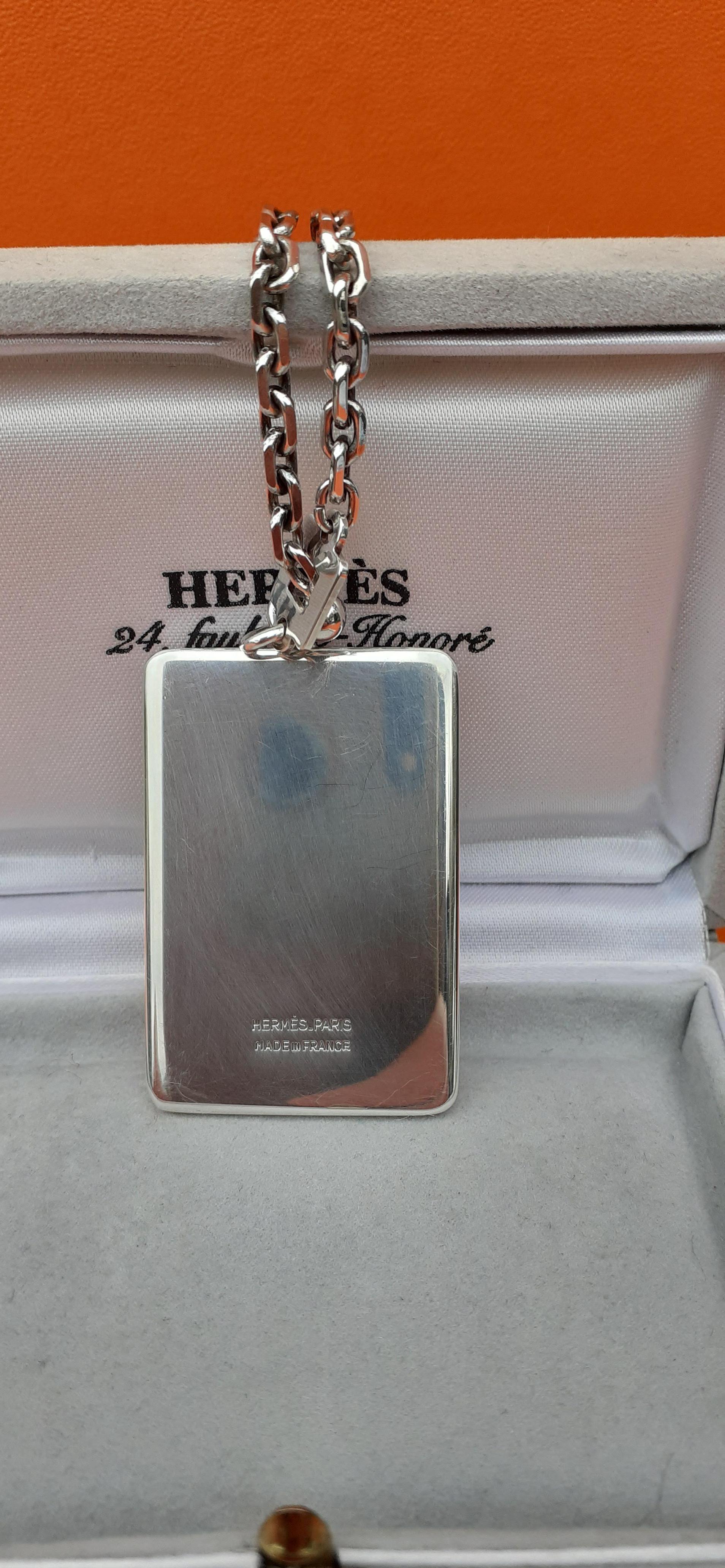 Hermès Key Ring Key Holder Les Sangles Horse Straps Enamel and Silver in Box 7