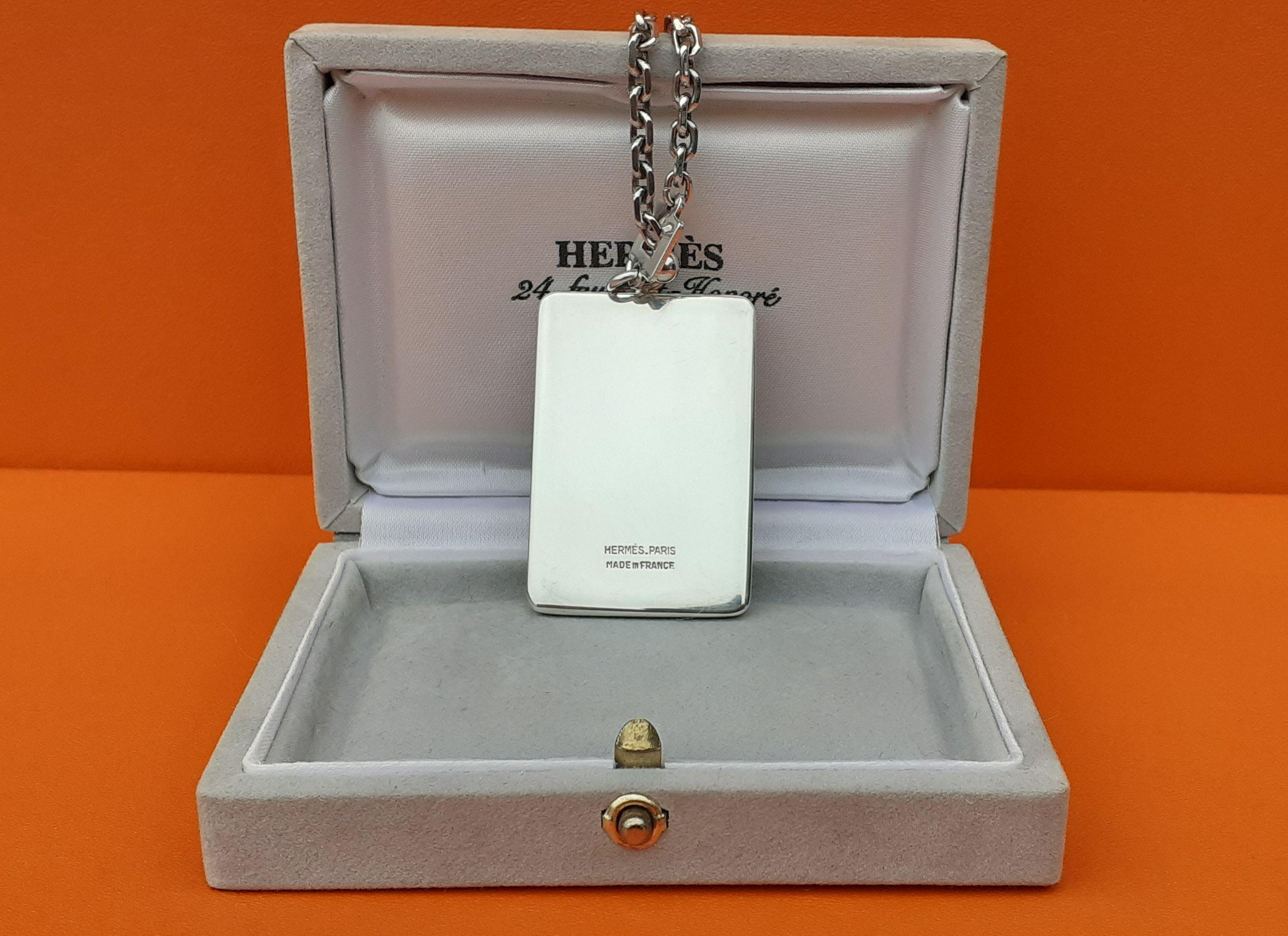 Hermès Key Ring Key Holder Les Sangles Horse Straps Enamel and Silver in Box 5