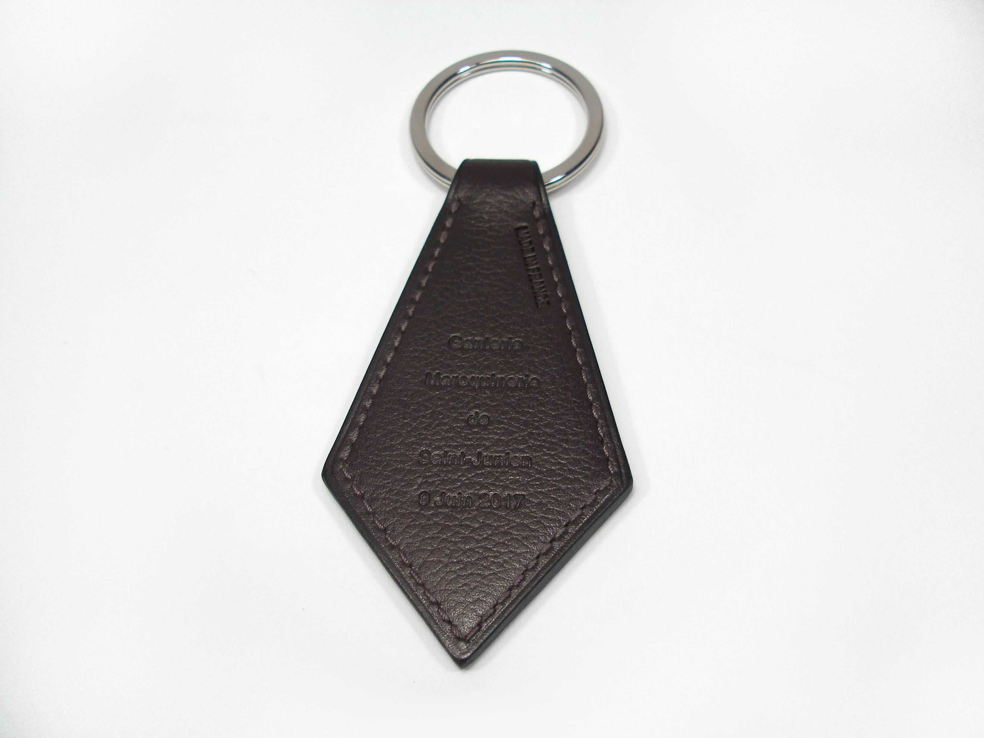 Hermès Key Ring Tab Brown Leather and Palladium L SIZE / Brand New  1