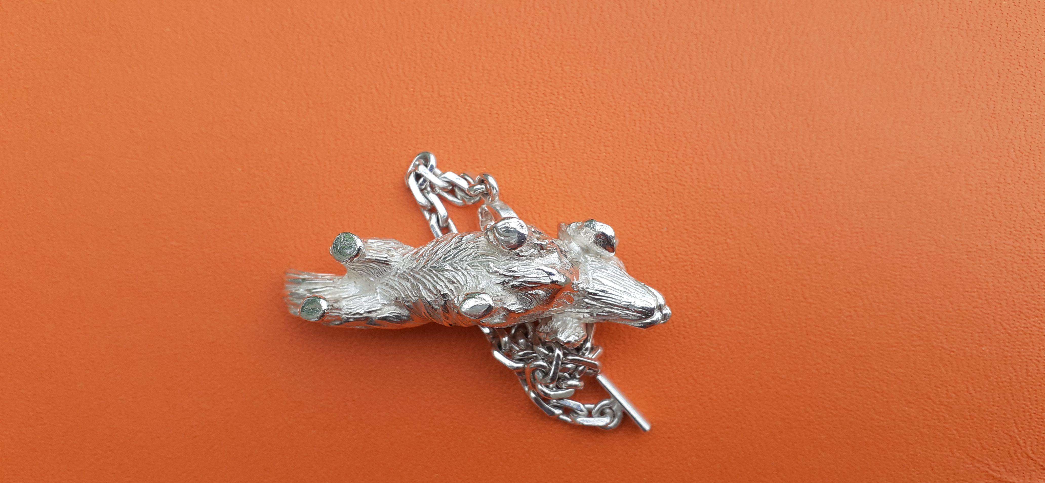 Hermès Keychain Key Holder Dachshund Dog Shaped Silver 7