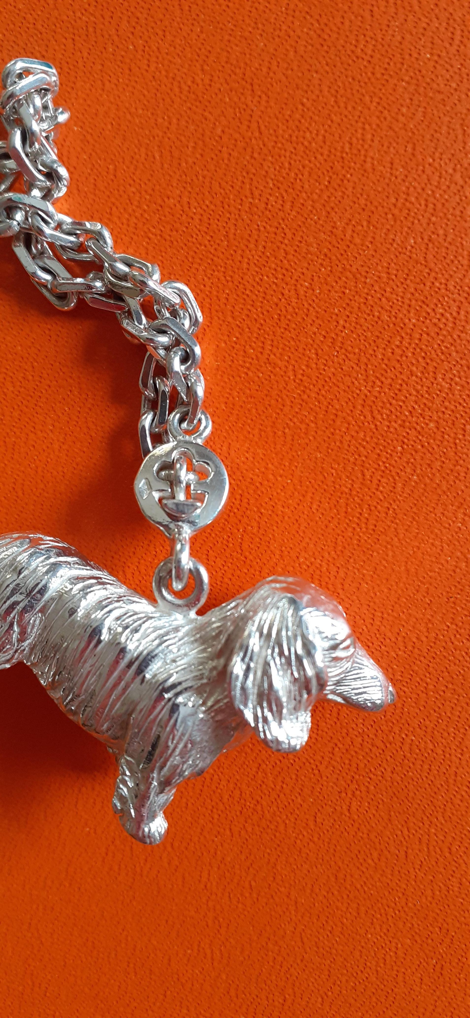 Hermès Keychain Key Holder Dachshund Dog Shaped Silver 9