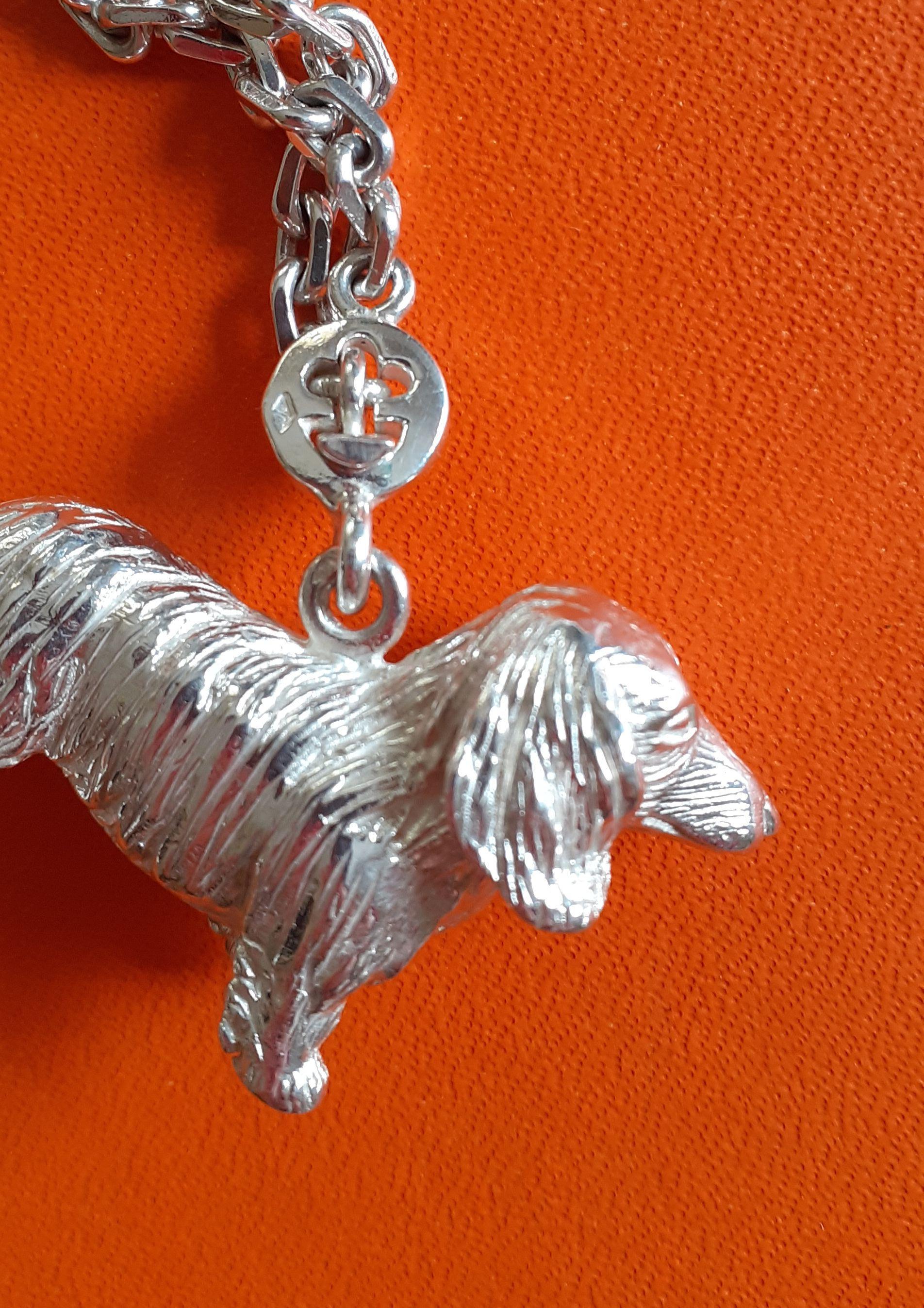 Hermès Keychain Key Holder Dachshund Dog Shaped Silver 10
