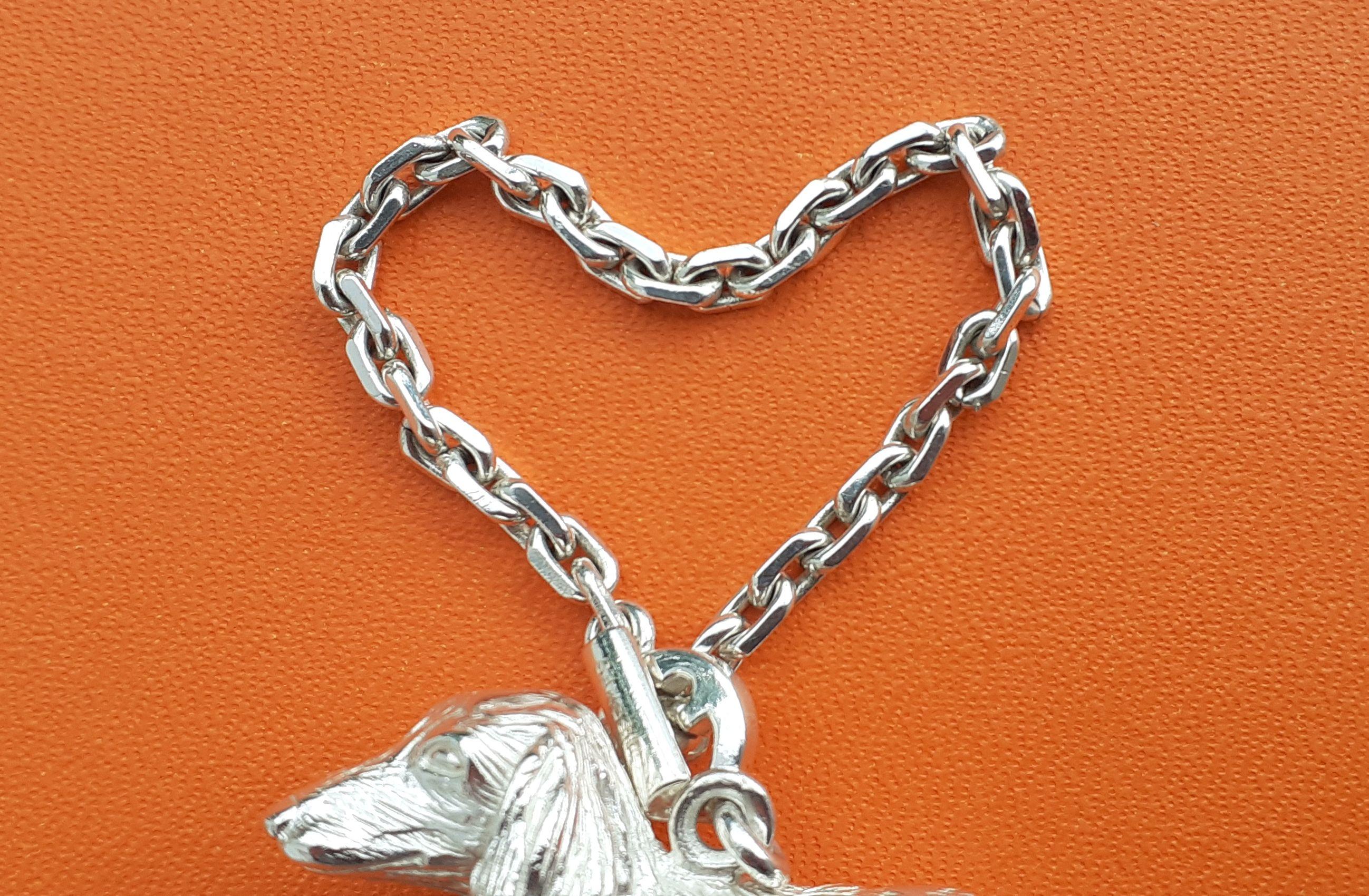 Women's or Men's Hermès Keychain Key Holder Dachshund Dog Shaped Silver