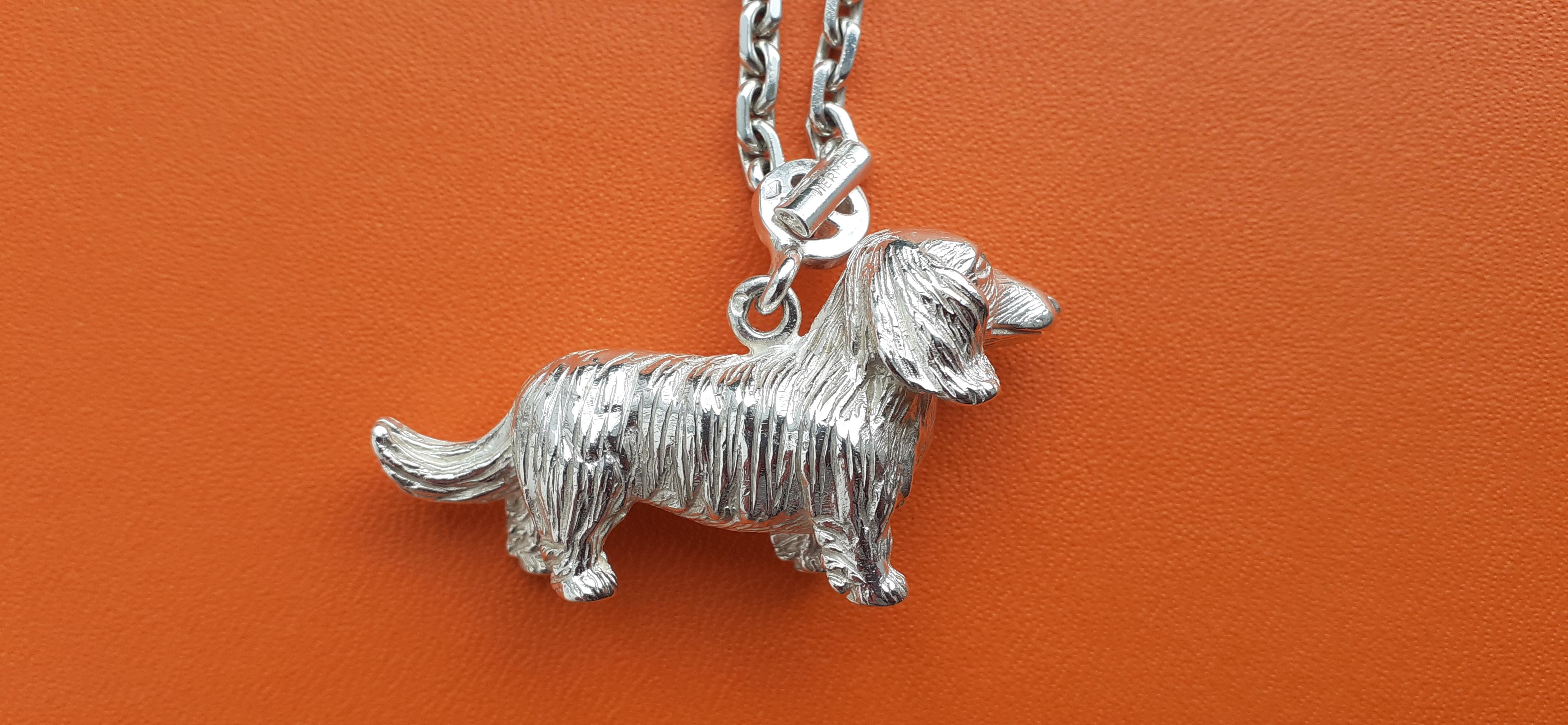 Hermès Keychain Key Holder Dachshund Dog Shaped Silver 1