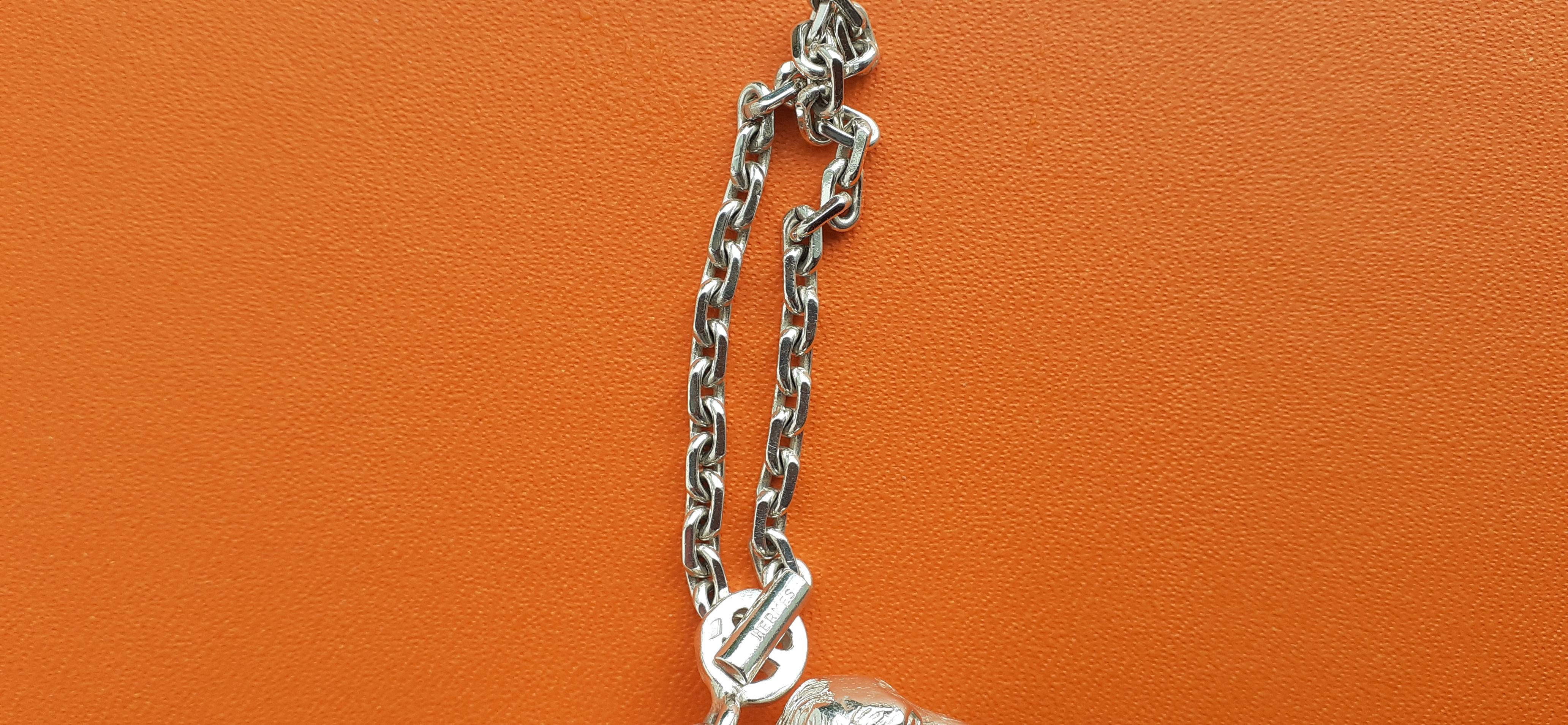 Hermès Keychain Key Holder Dachshund Dog Shaped Silver 2