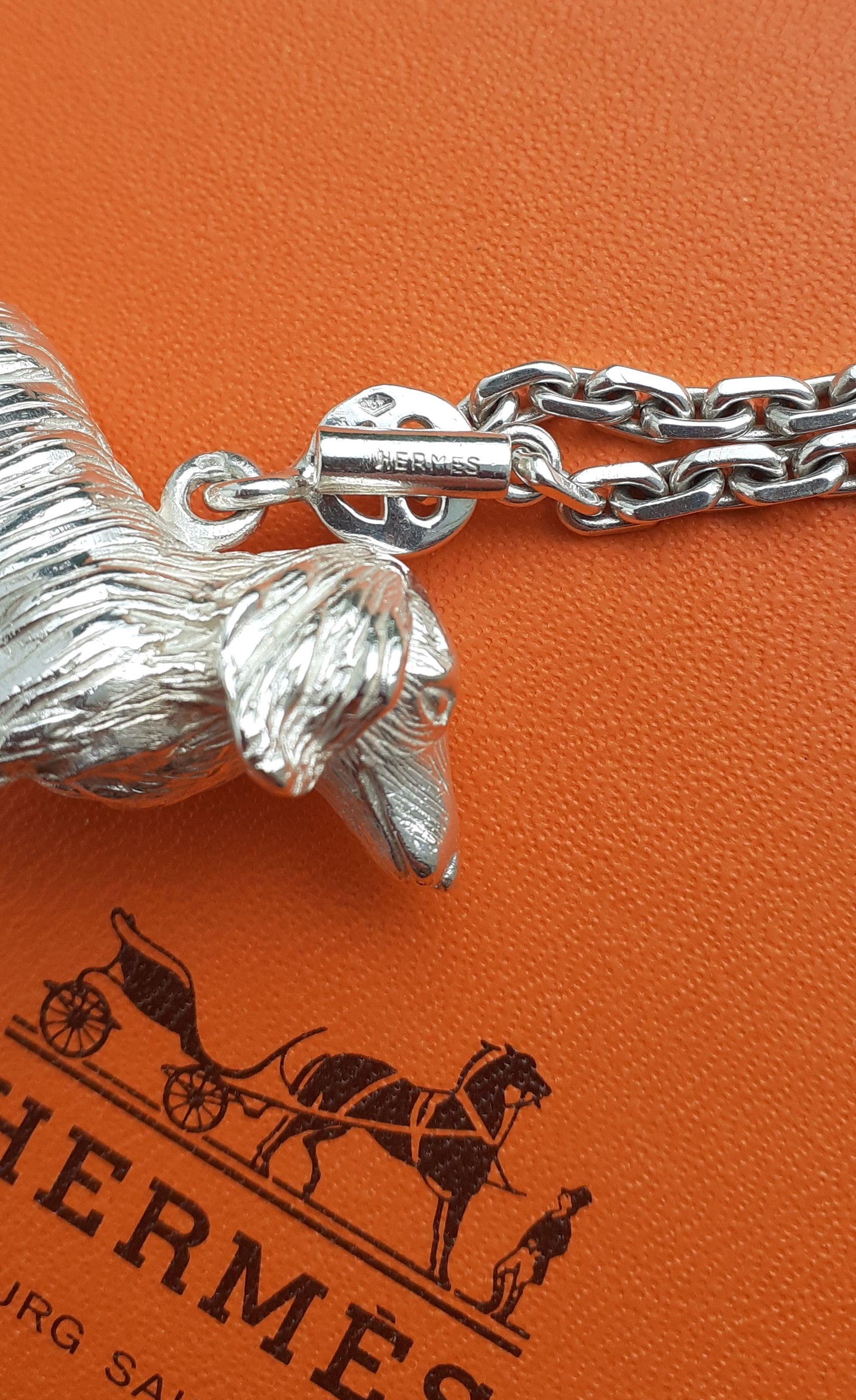 Hermès Keychain Key Holder Dachshund Dog Shaped Silver 3
