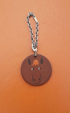 Hermès Keychain Key Holder Horse Charm in Barenia Leather