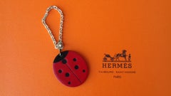 Hermès Keychain Key Holder Ladybug Charm Leather and Silver for Kelly Birkin Bag