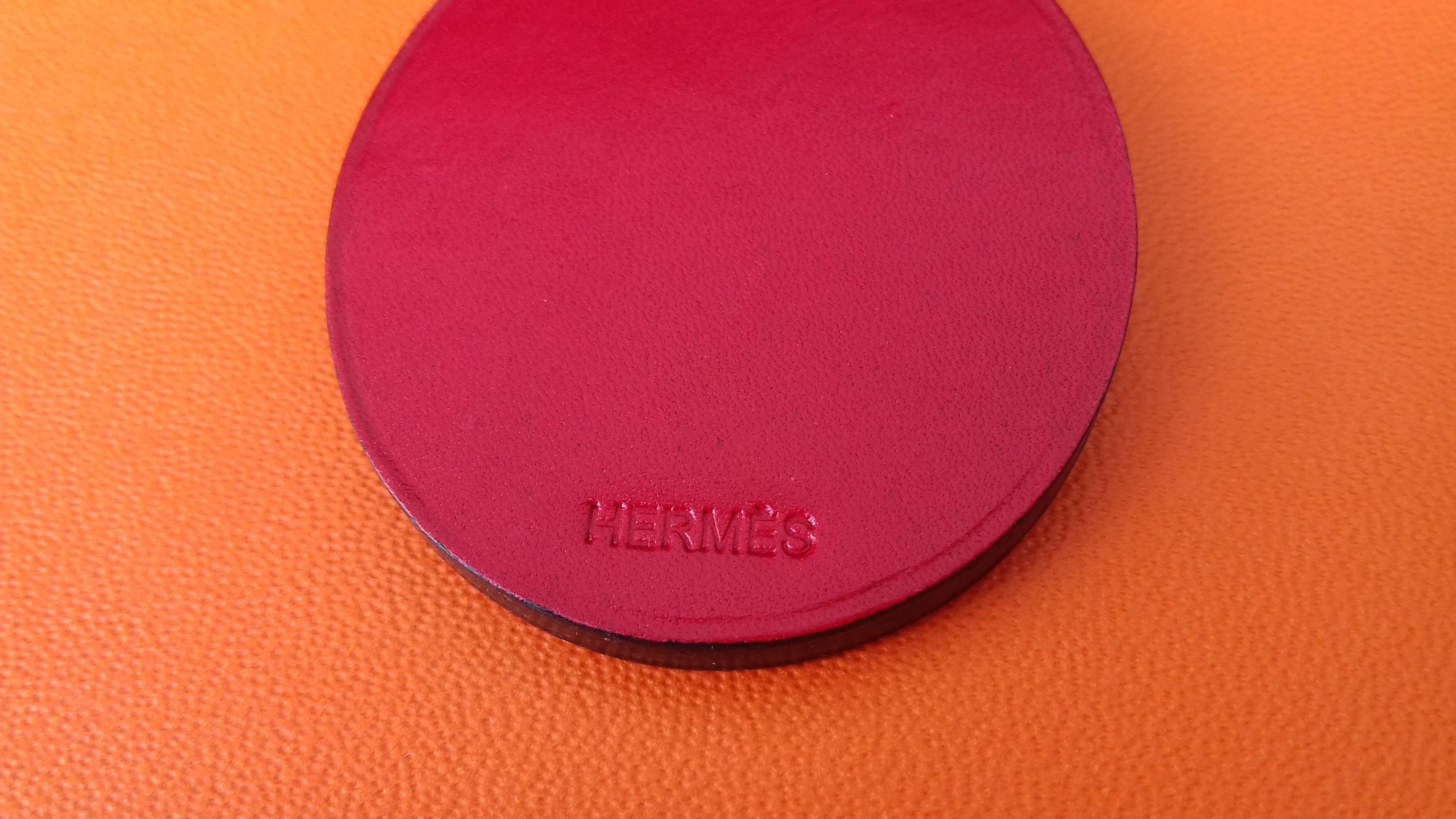 Red Hermès Keychain Key Holder Ladybug Charm Leather and Silver for Kelly Birkin Bag