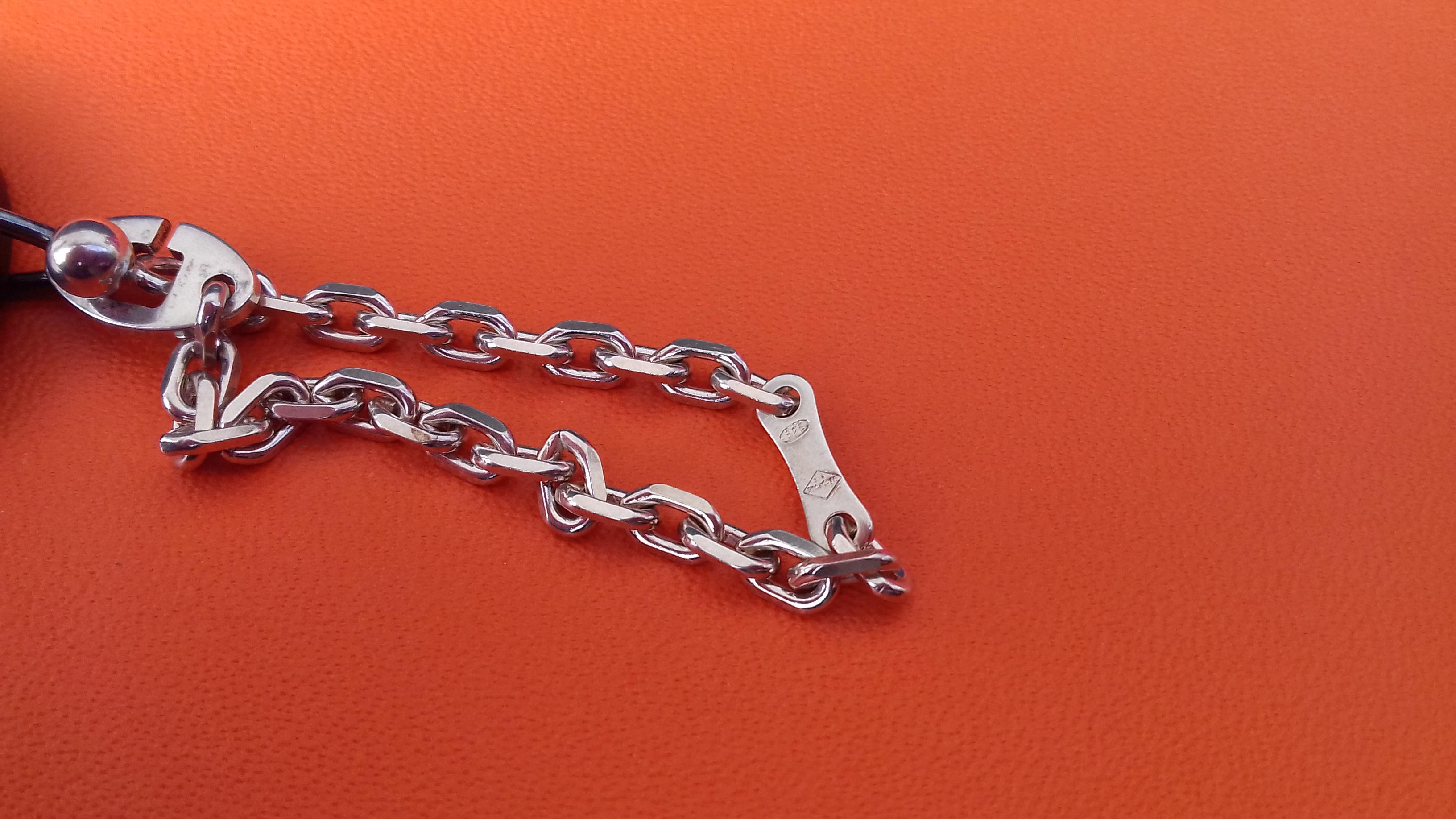 Women's Hermès Keychain Key Holder Ladybug Charm Leather and Silver for Kelly Birkin Bag