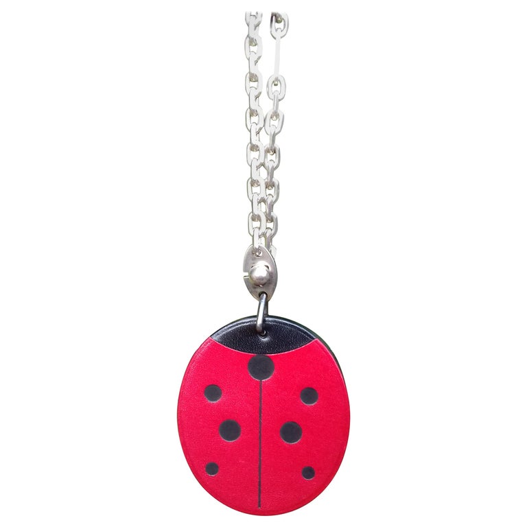 Hermès Keychain Key Holder Ladybug Charm Leather and Silver for Kelly