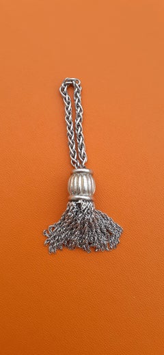 Hermès Keychain Key Holder Trimmings Tassel Pompom in Silver RARE